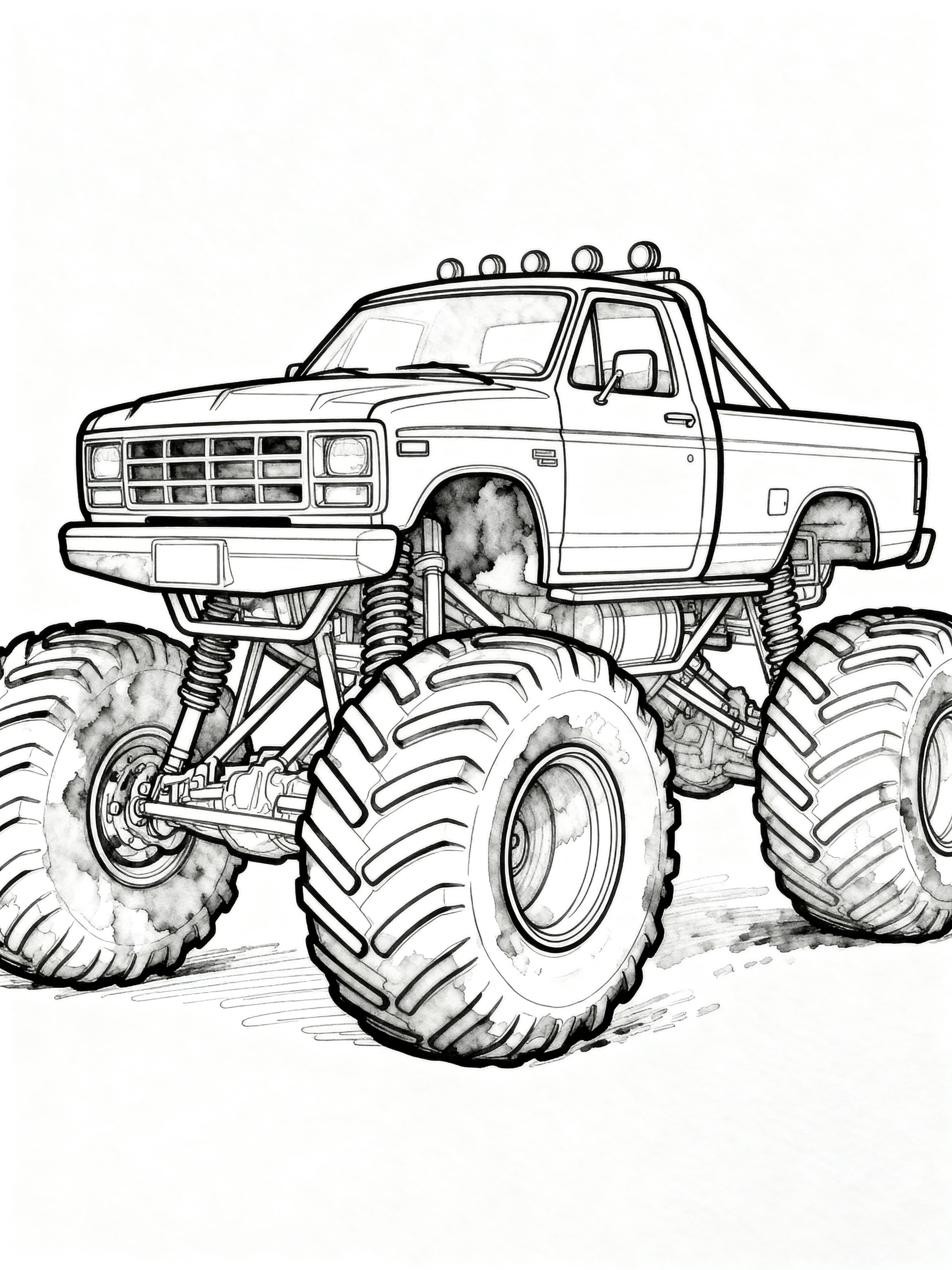 Printable Cool monstertruck coloring page for creative colorists of all ages