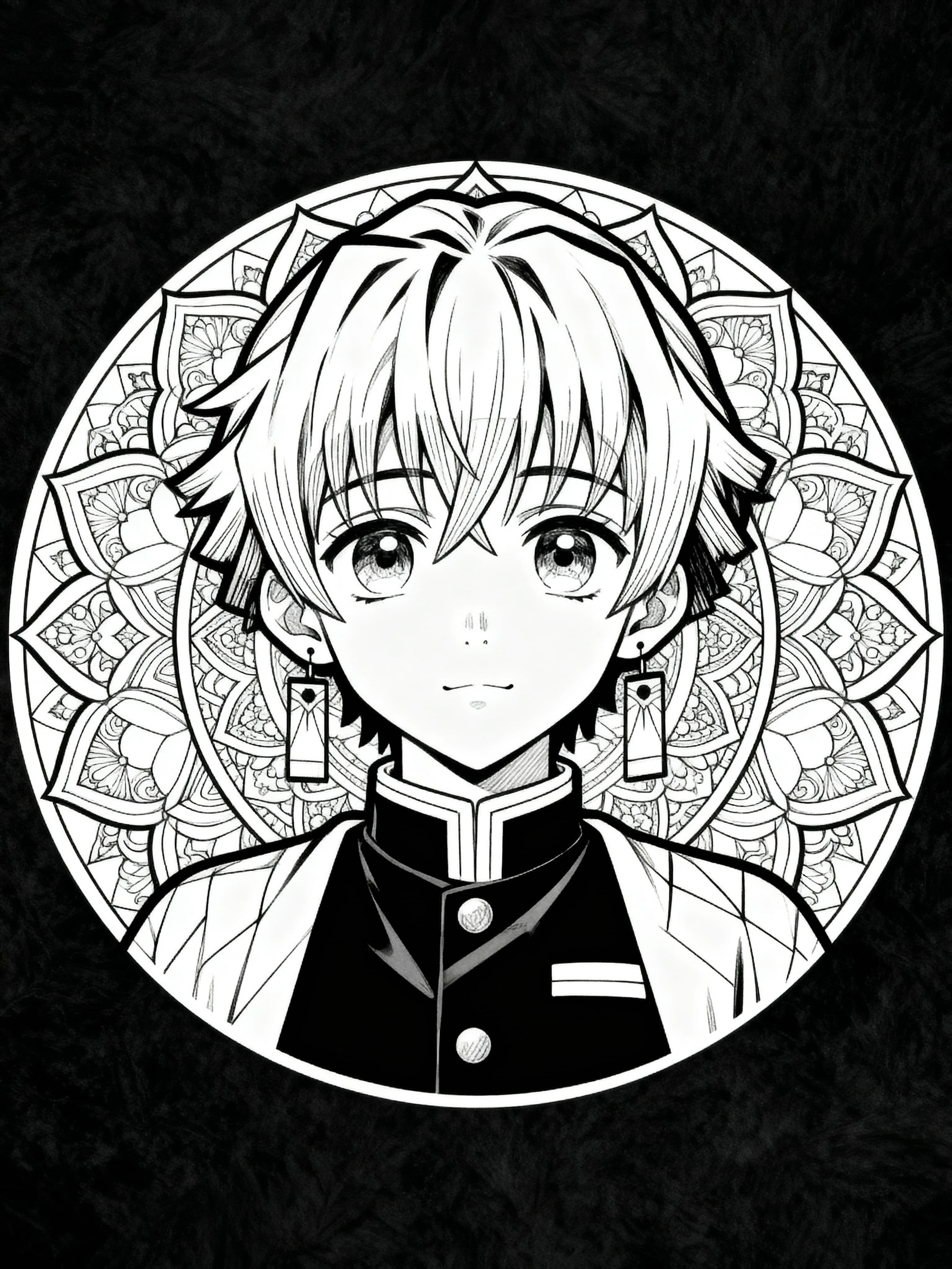 Anime Beautiful mandala Coloring Page