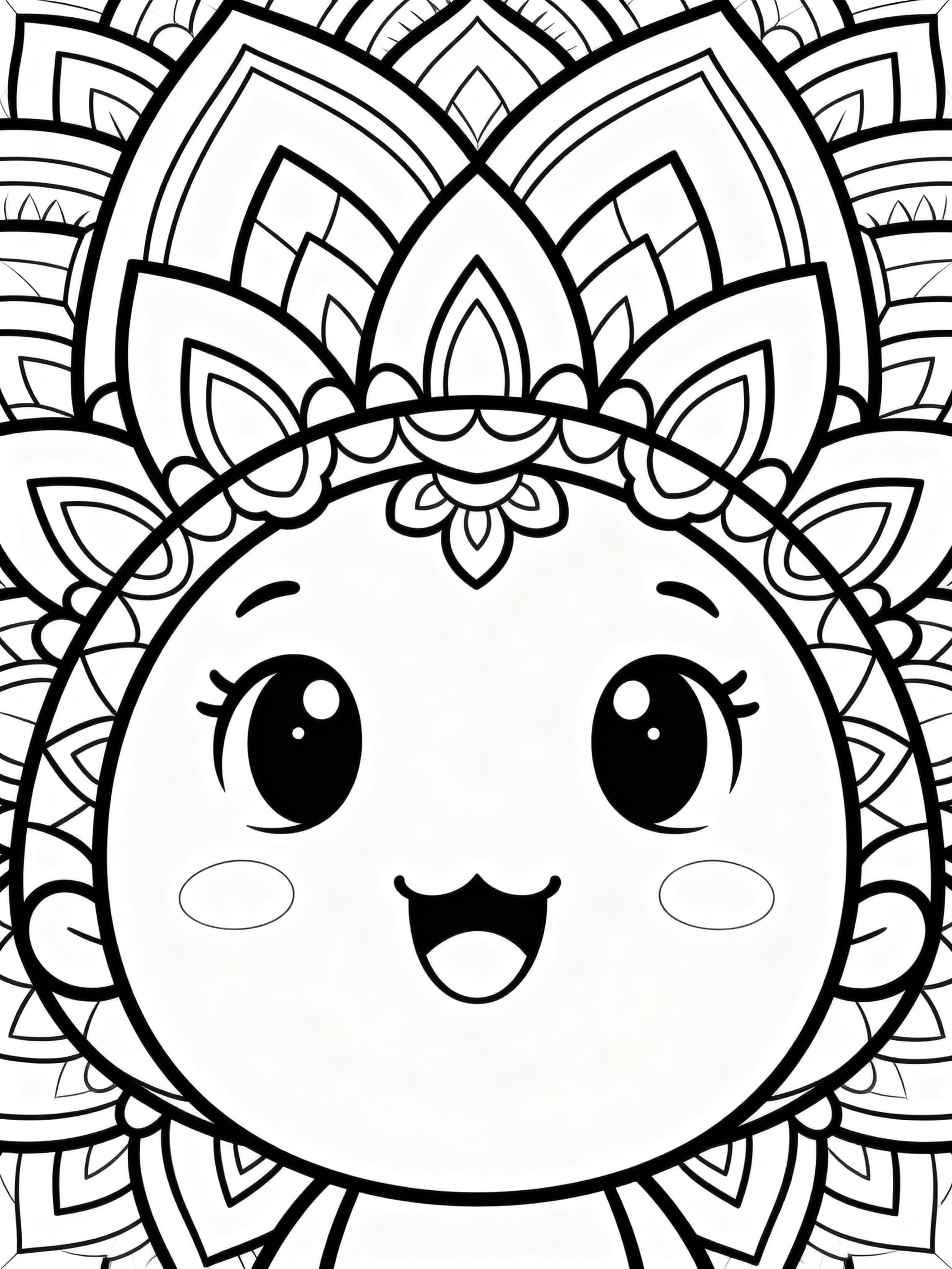 Cute Cartoon Beautiful mandala Coloring Page
