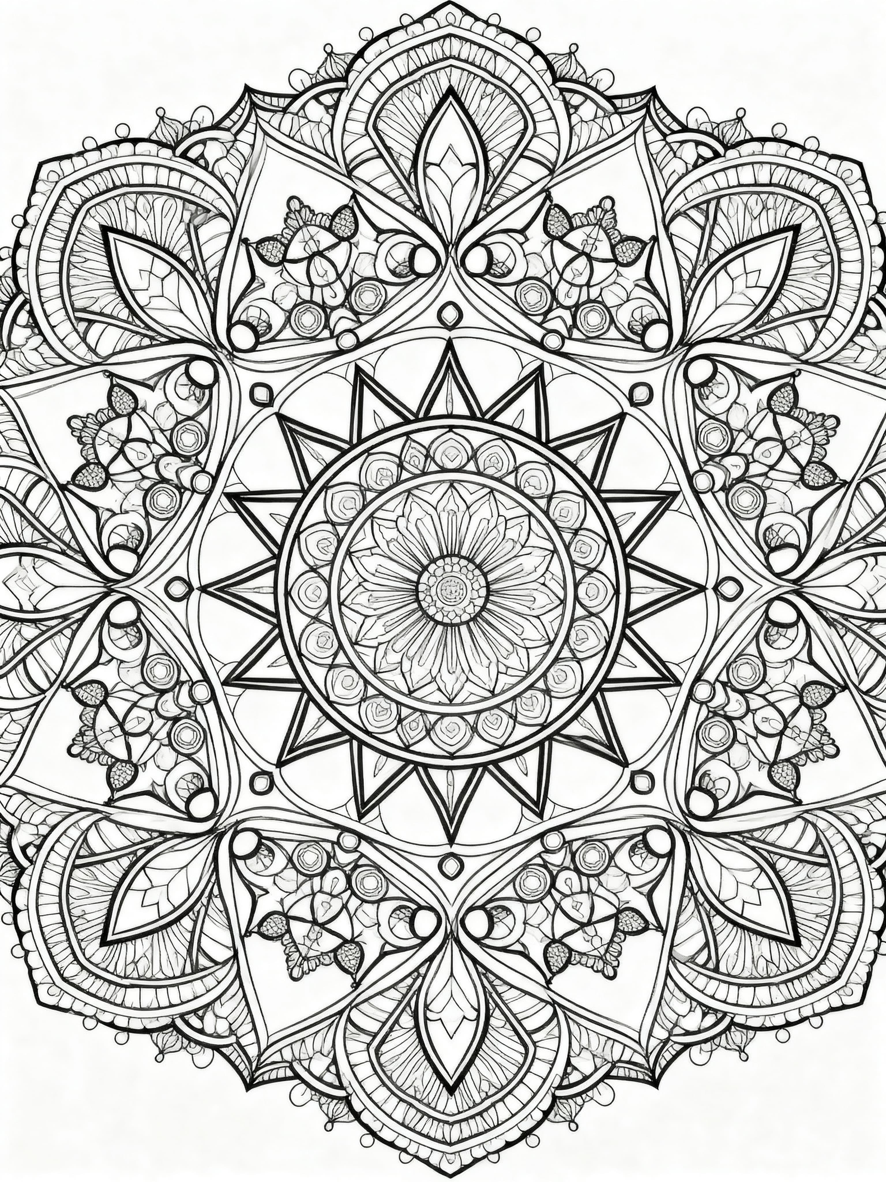 Detailed (For Adults) Beautiful mandala Coloring Page
