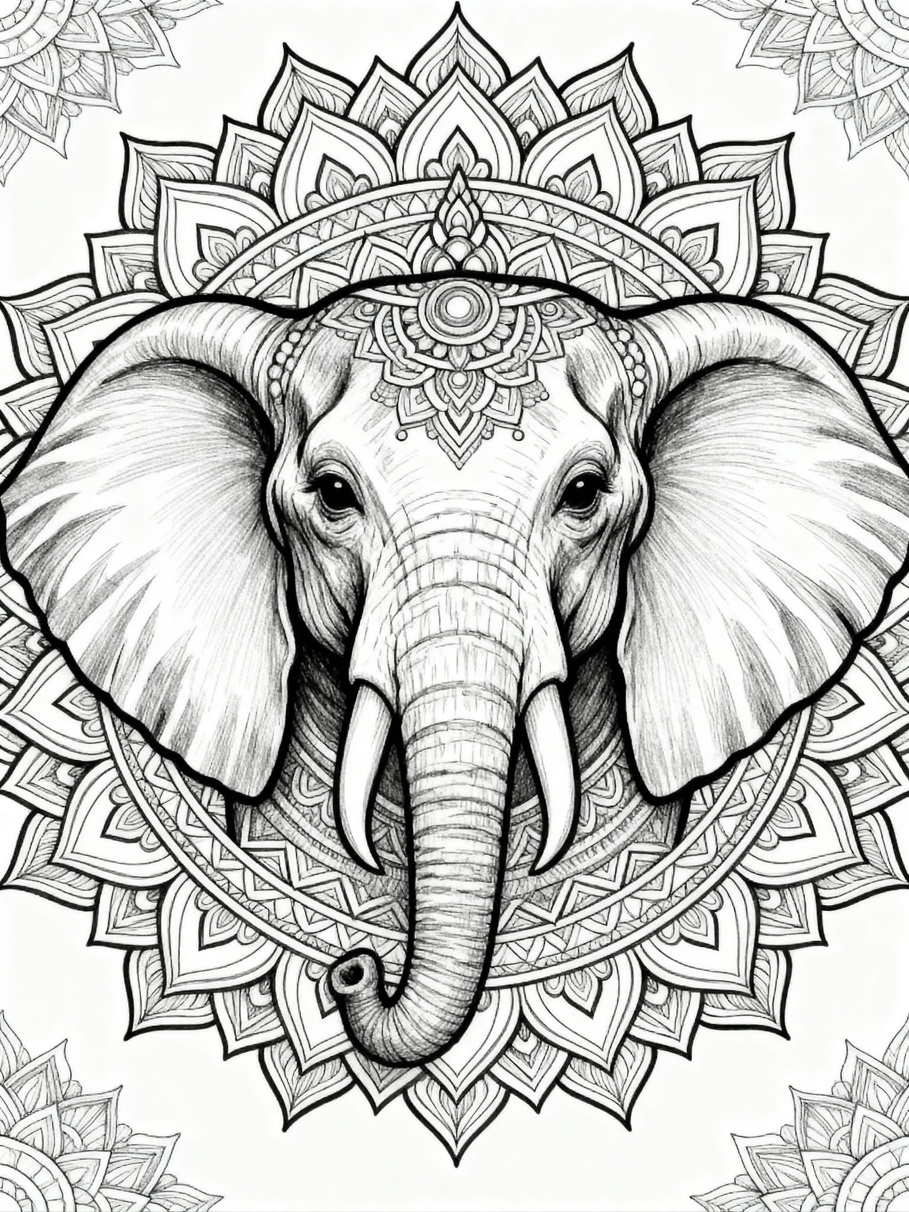 Realistic Beautiful mandala Coloring Page