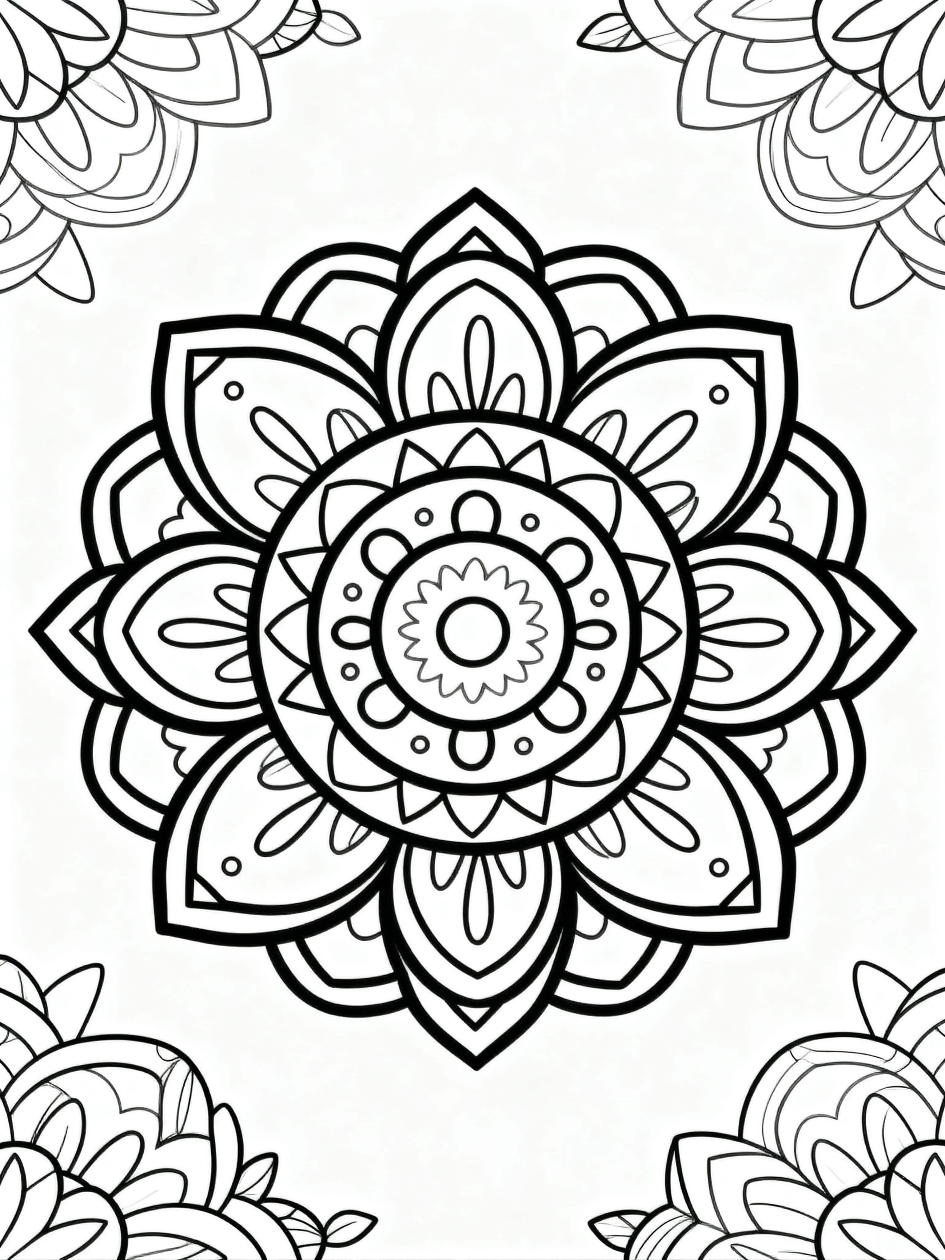 Simple (For Kids) Beautiful mandala Coloring Page