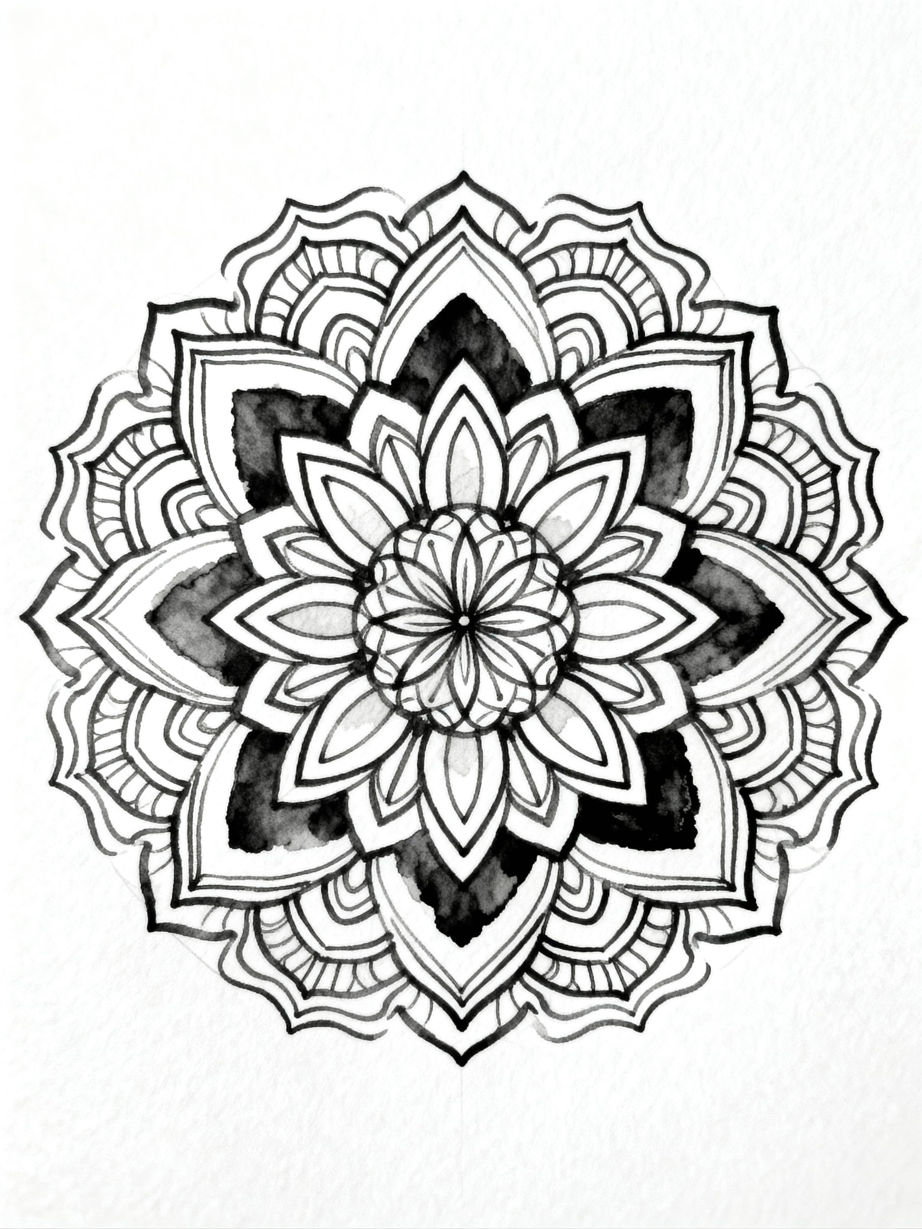 Watercolor Outline Beautiful mandala Coloring Page