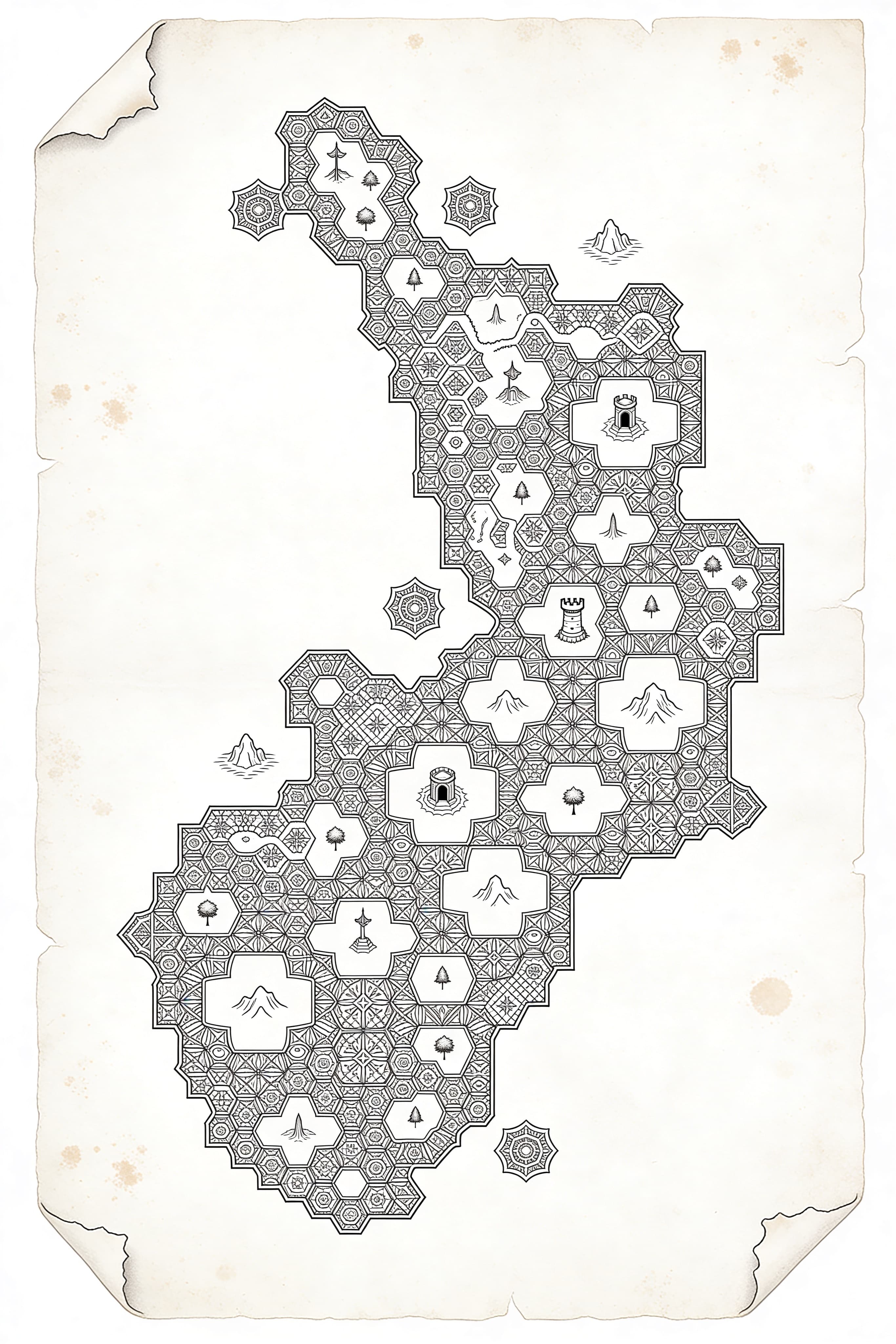 Zentangle Fantasy RPG Map Printable RPG map