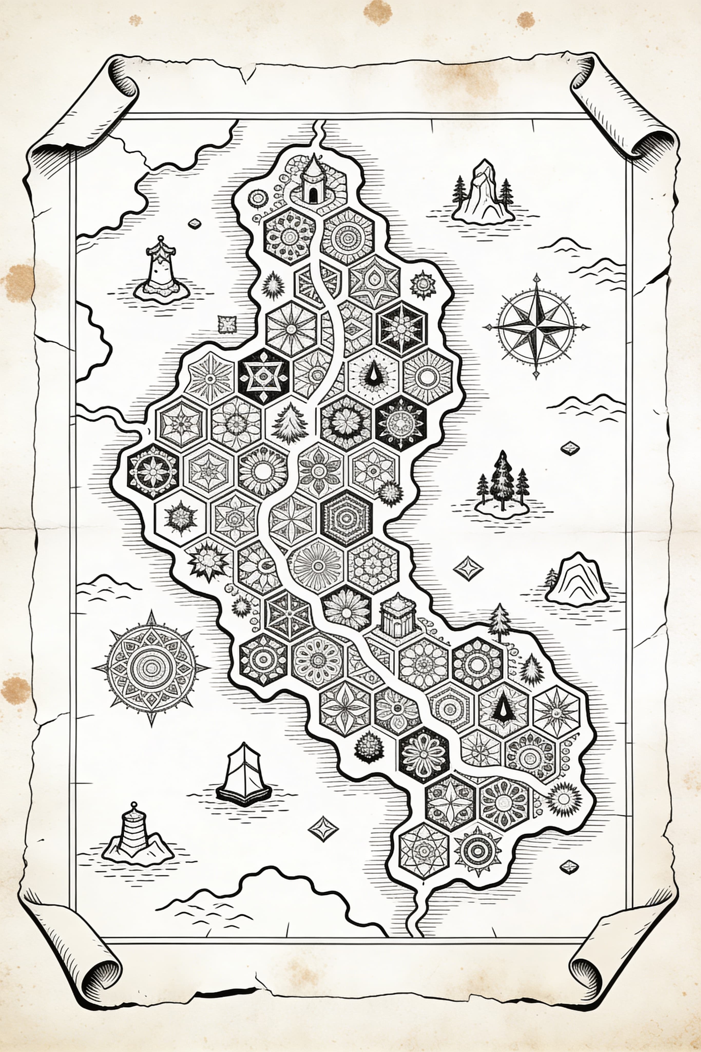 Zentangle RPG Map: Hand-Drawn RPG map
