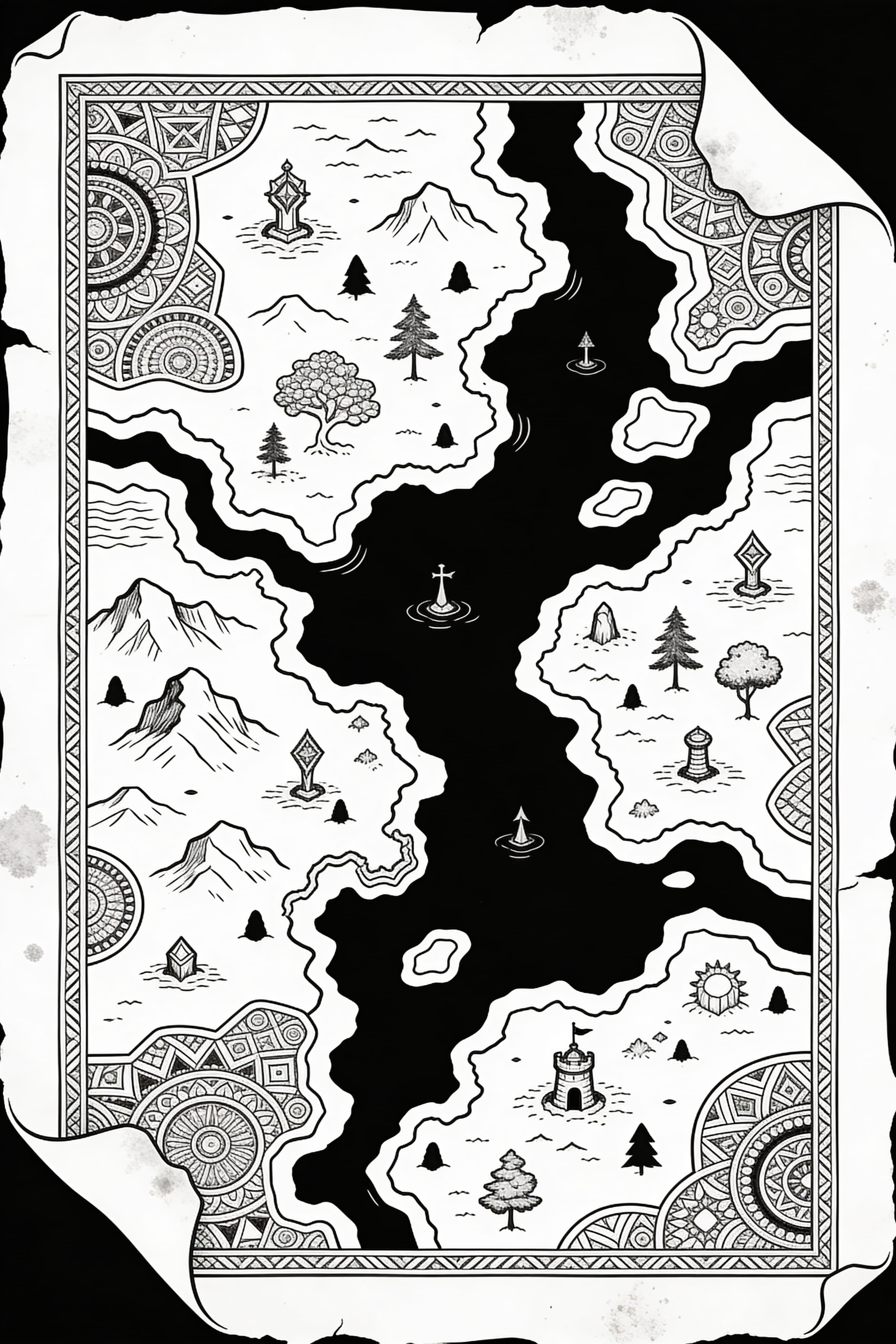 Zentangle RPG Map RPG map for Adults