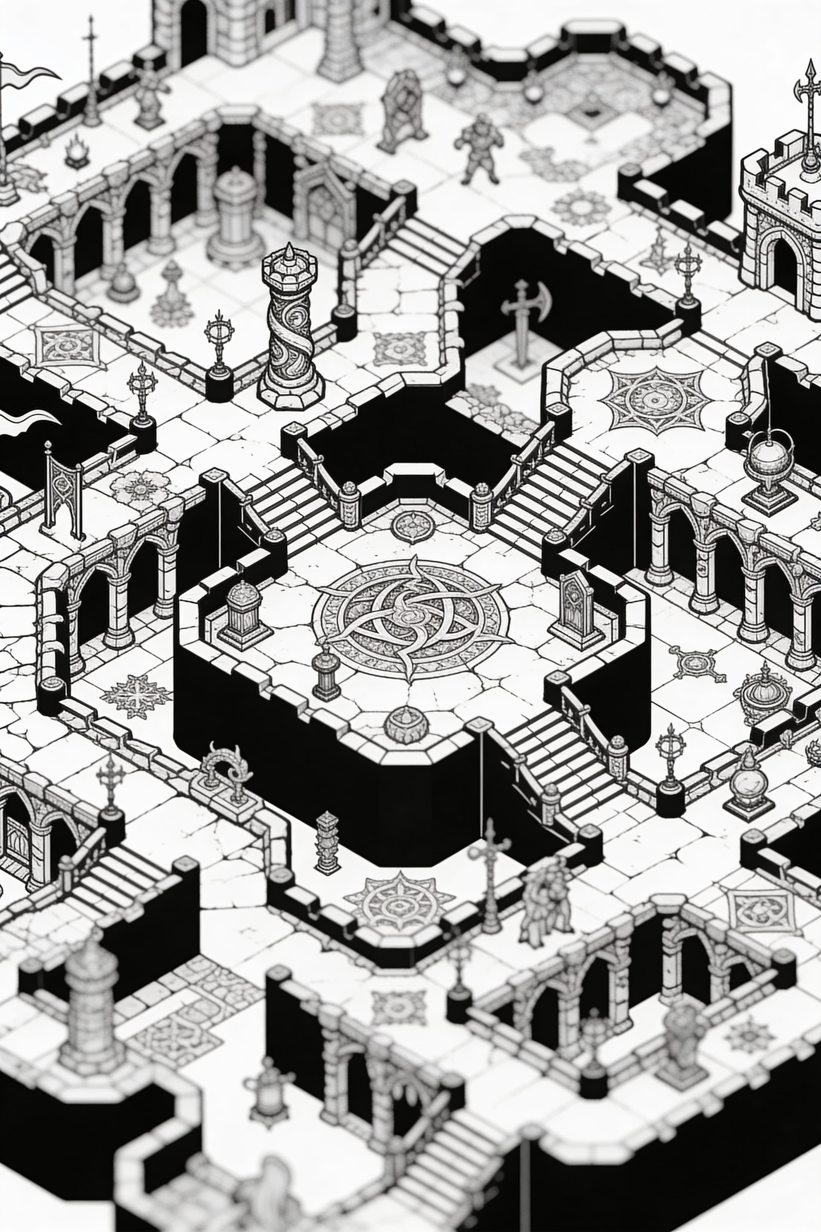 Detailed Dungeon and Dragons map RPG map for adults