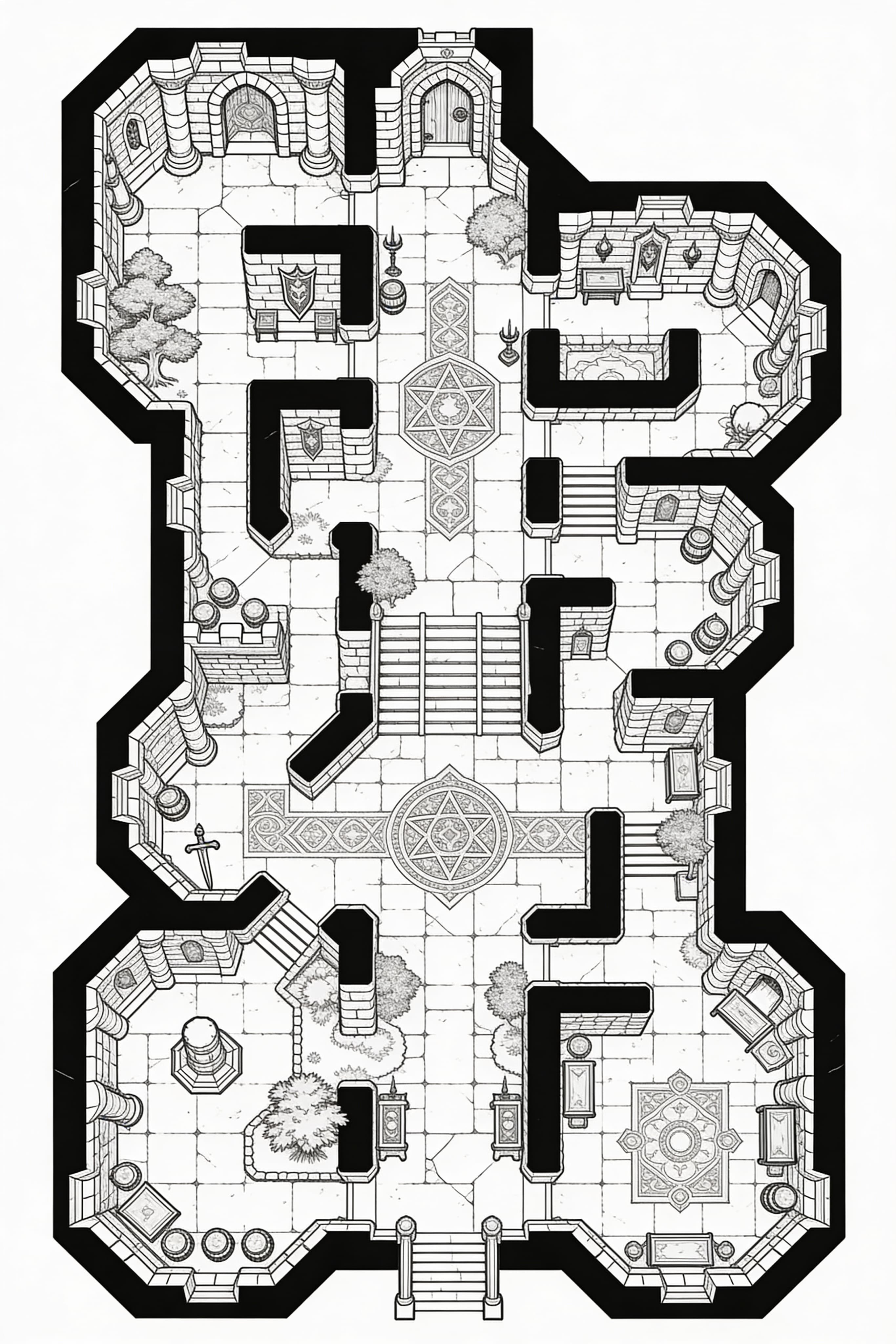 Printable realistic Dungeon and Dragons map RPG map for adults