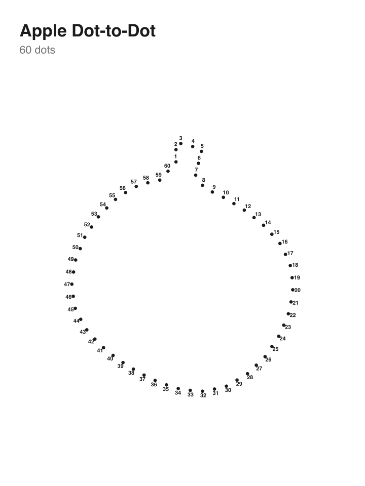 Apple connect-the-dots puzzle, 60 dots