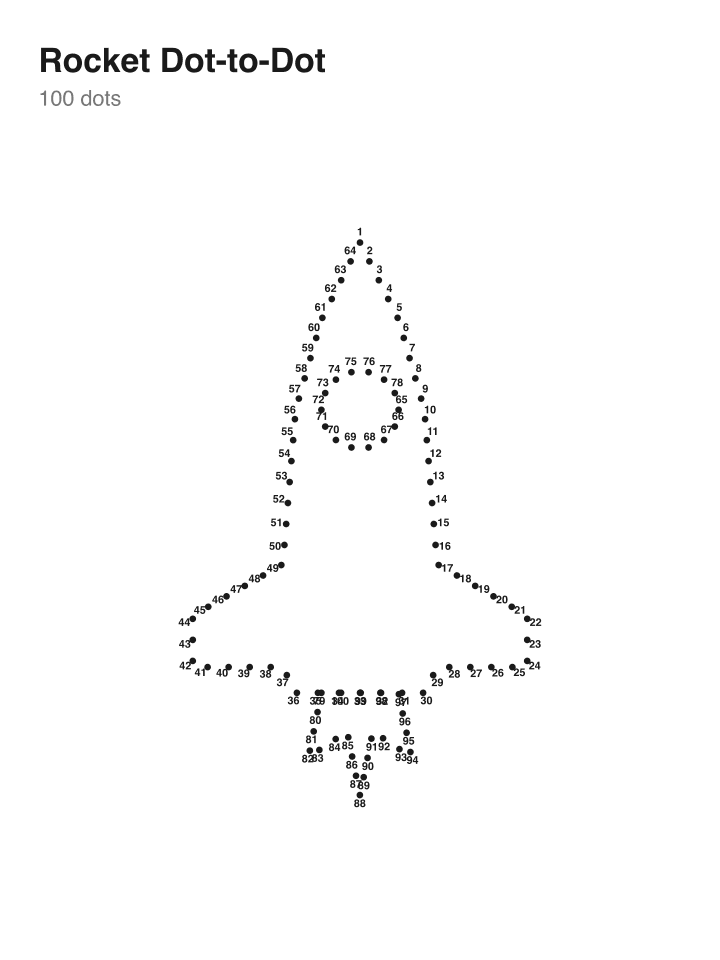 Rocket Dot-to-Dot · 100 dots