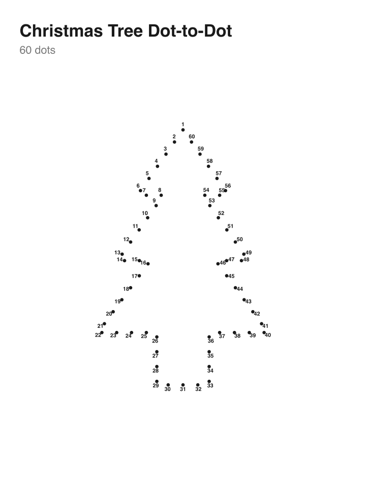 Christmas Tree Dot-to-Dot · 60 dots