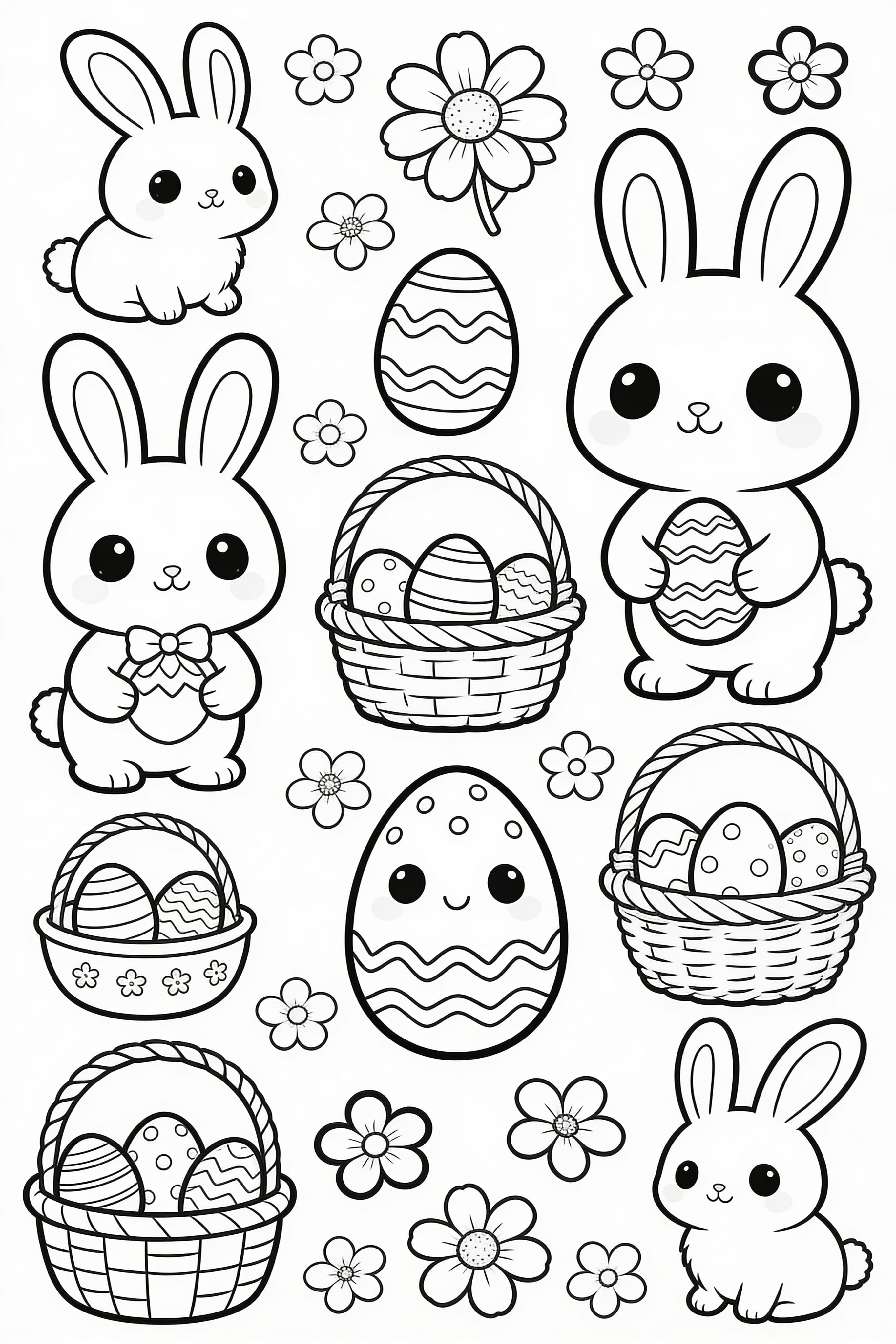 Cute Cartoon Easter Celebration Coloring Page