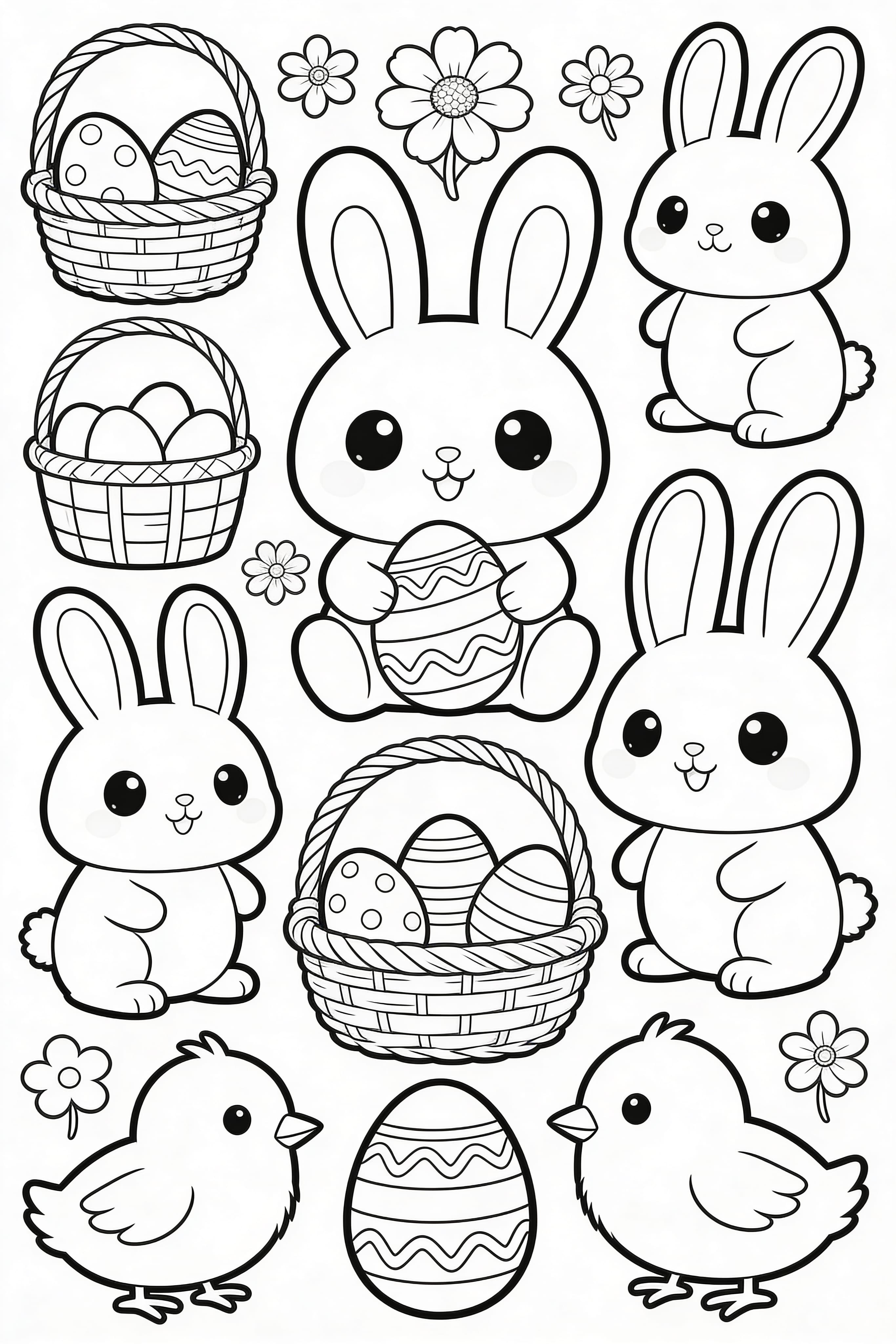 Cute Cartoon Easter Celebration Coloring Page