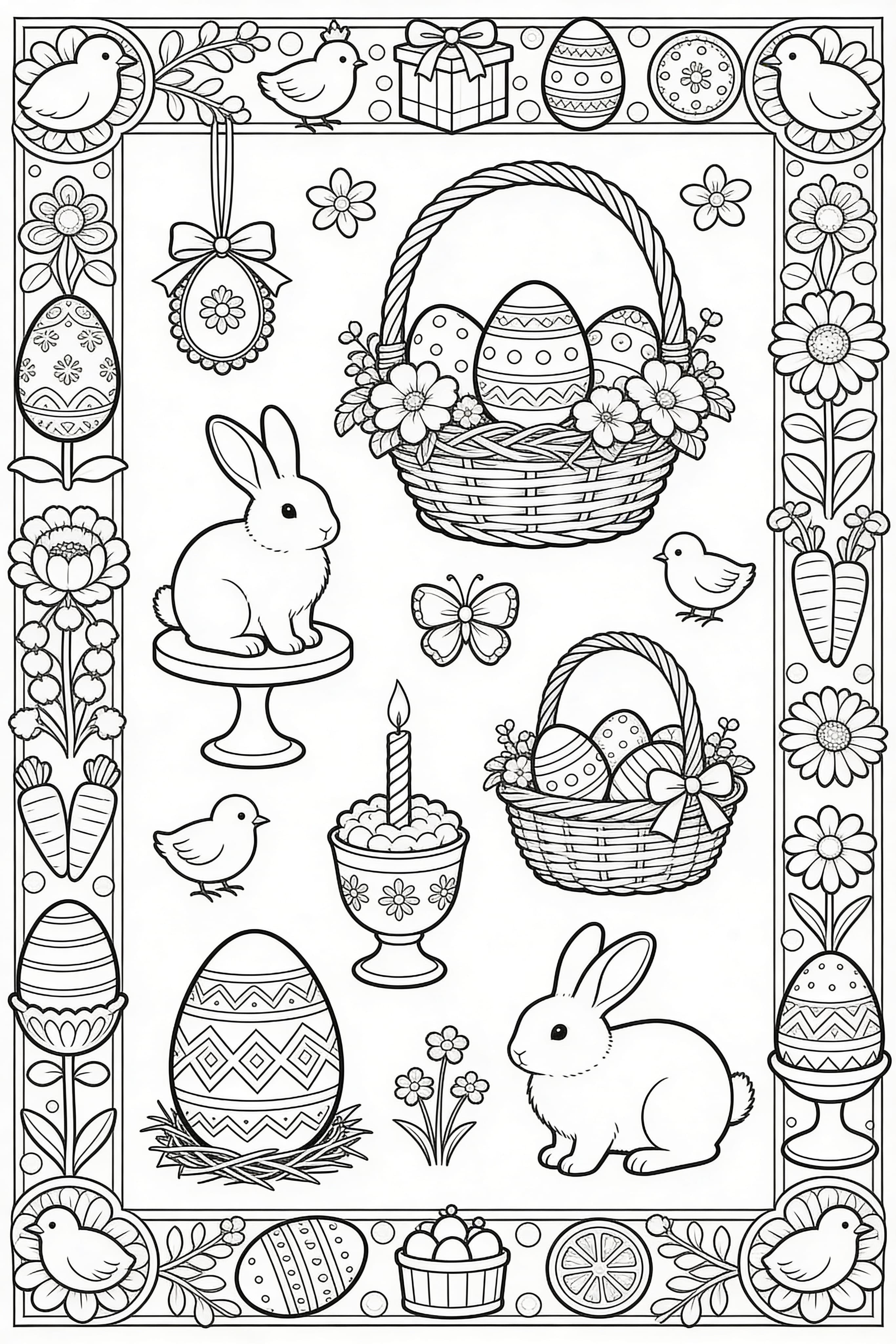 Easter Celebration Coloring Page for Adults