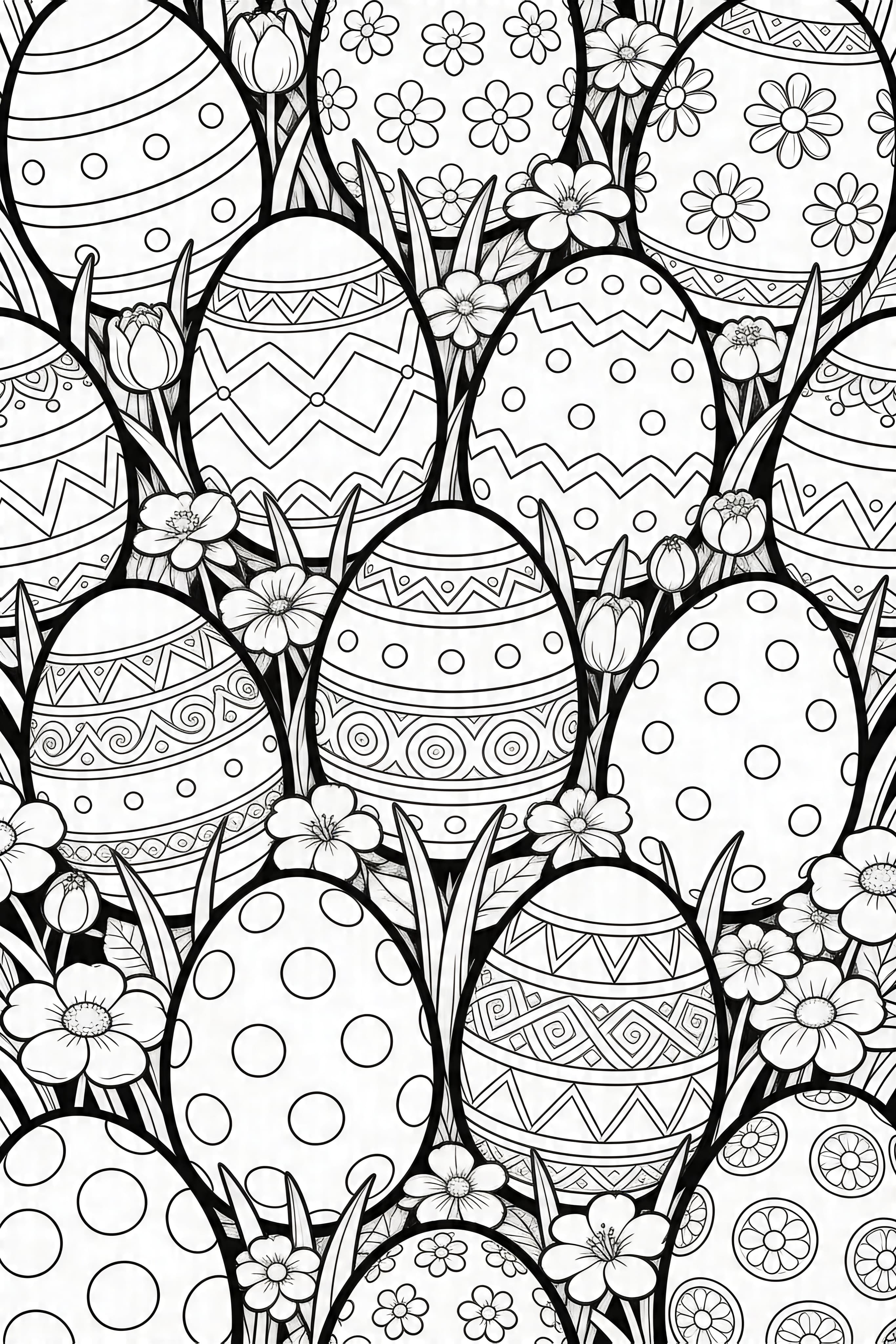 Easter Eggs Coloring Page for Adults - Detailed Art