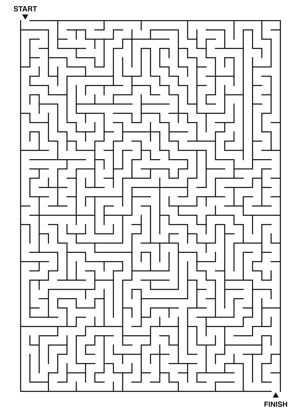 Printable expert maze challenge activity, 28x40 grid