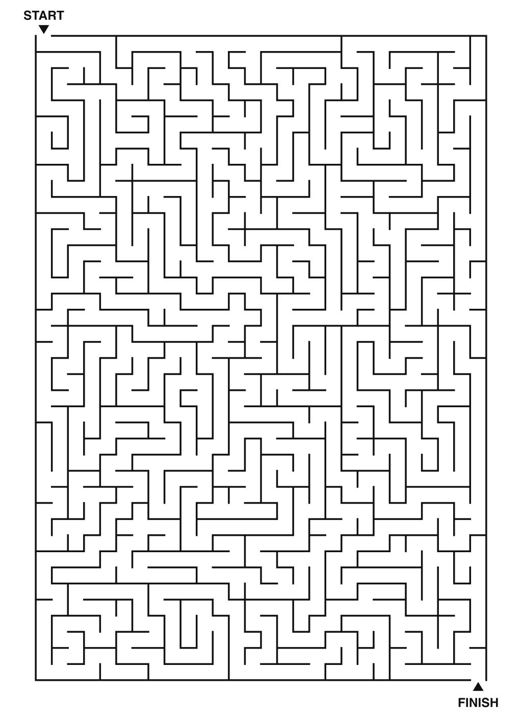 Huge labyrinth puzzle printable with extensive paths for solving
