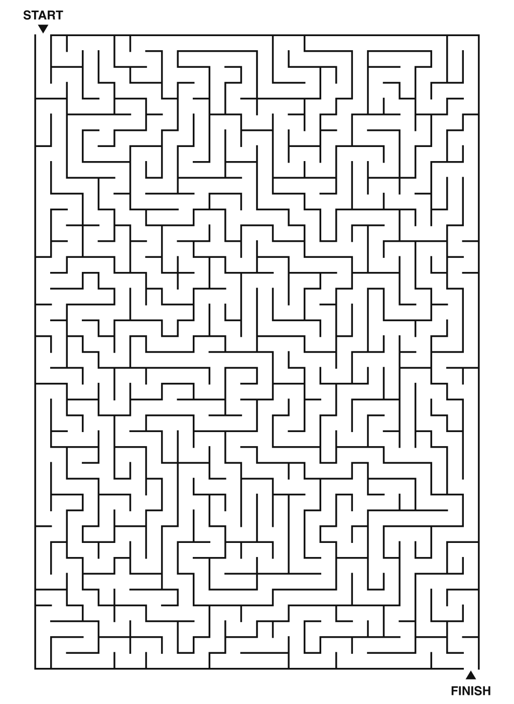 Printable huge maze puzzle for kids, 28x40 grid