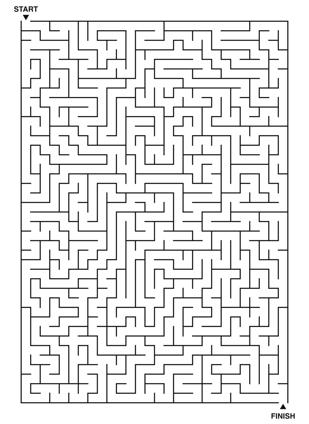 Printable serious maze challenge, expert level, 28x40 grid