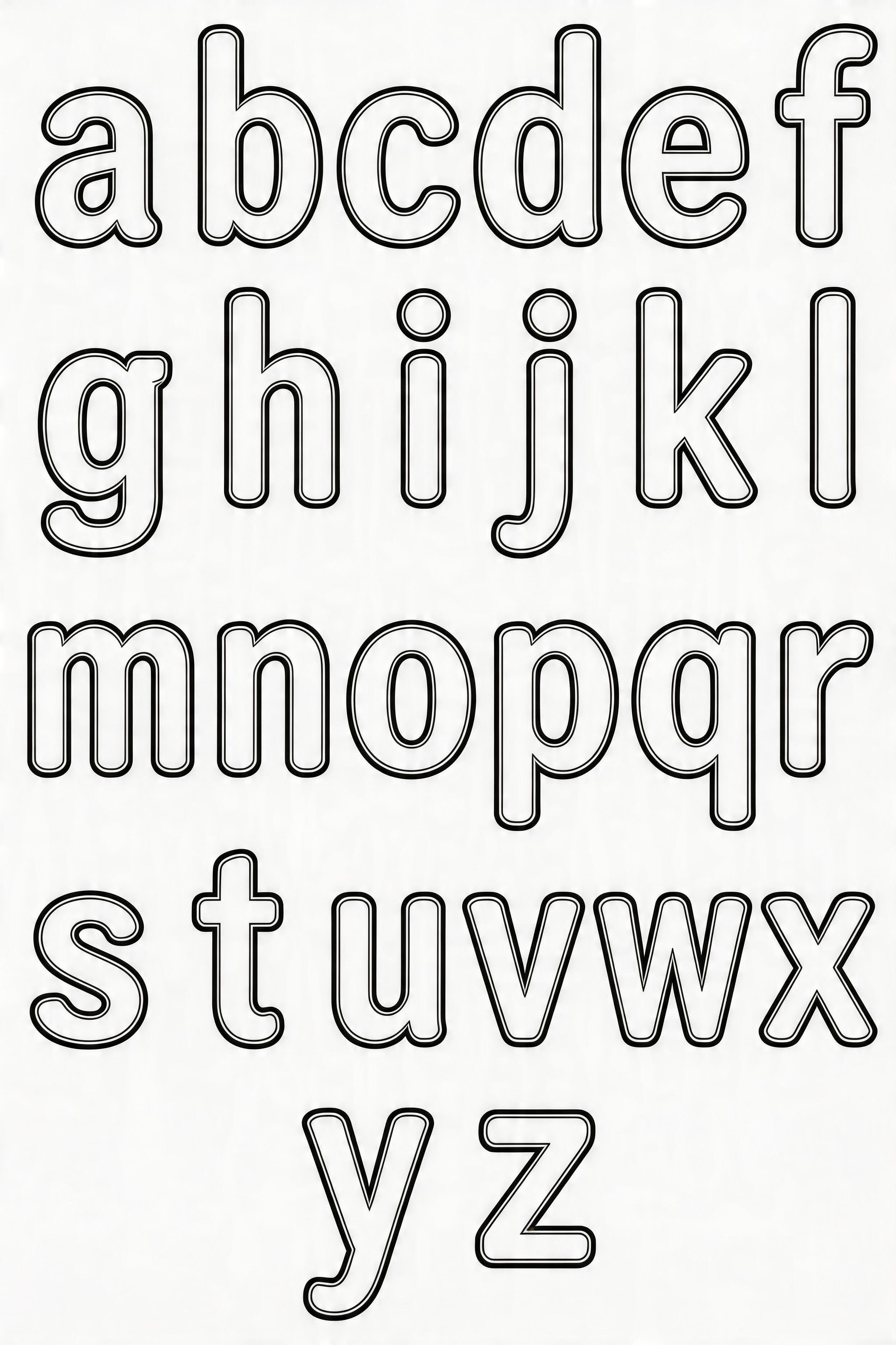 Anime style alphabet coloring page featuring letters A to Z