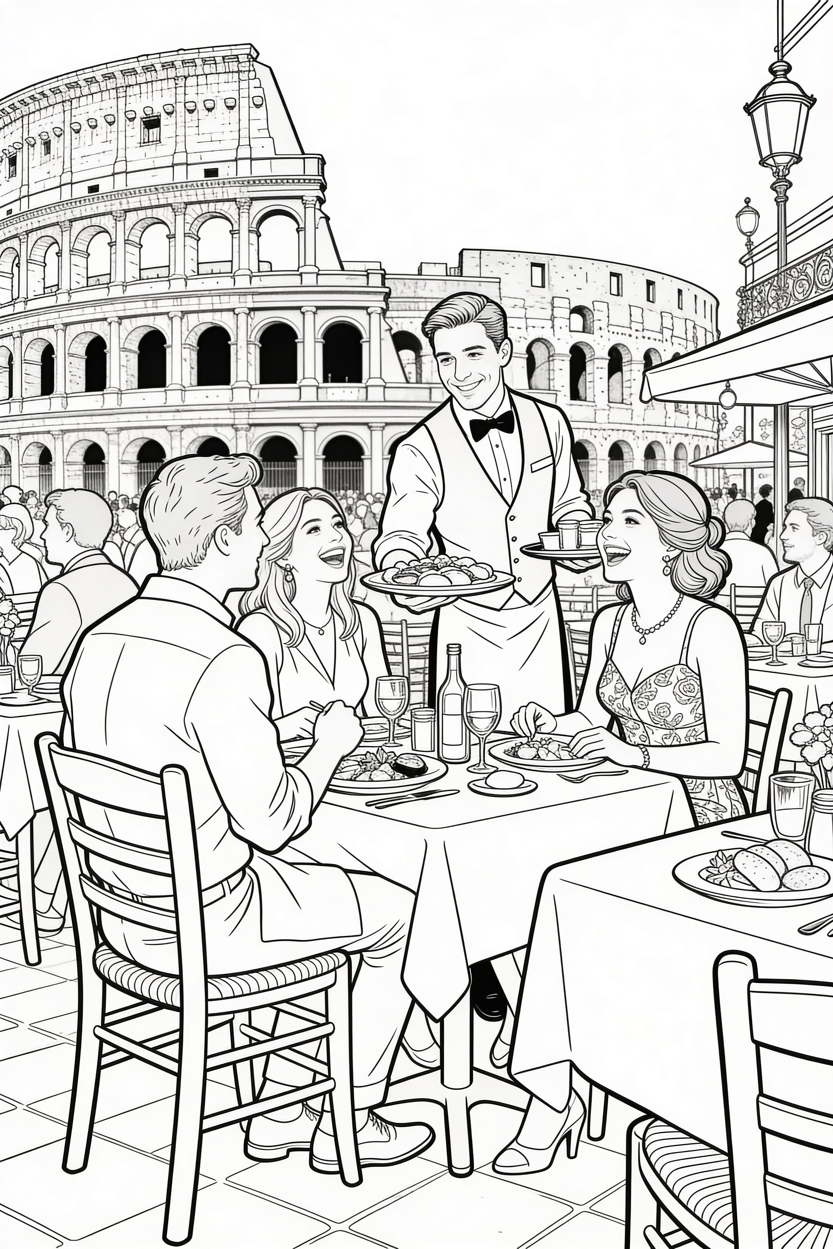Italian Restaurant in Rome Coloring Page