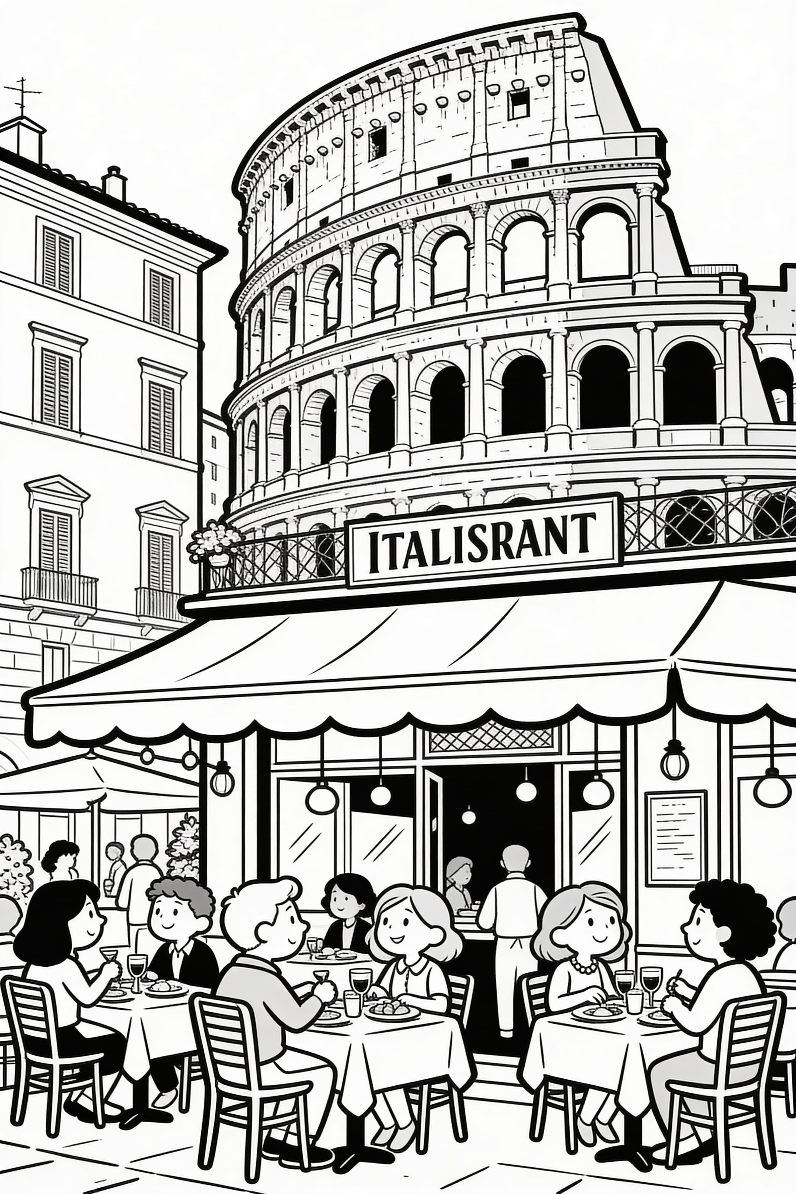 Italian Restaurant Coloring Page for Kids