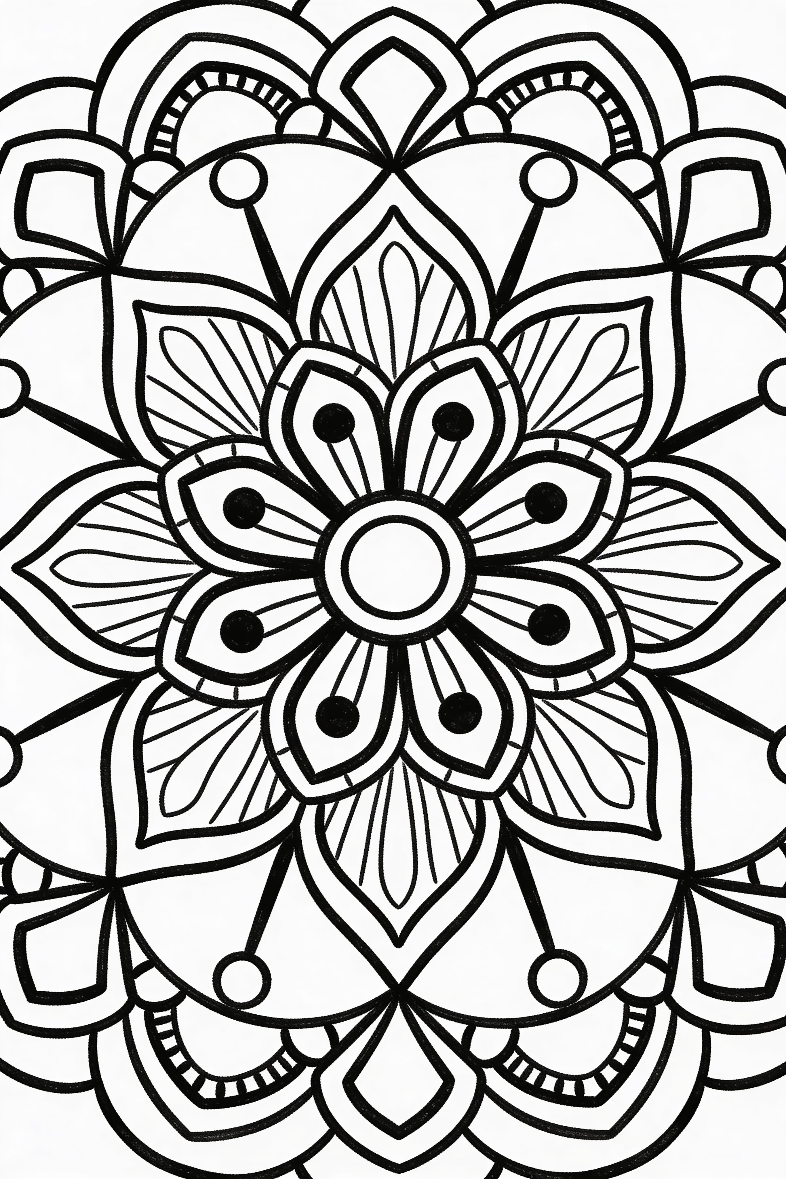 Printable traditional mandala doodle style coloring page for relaxation