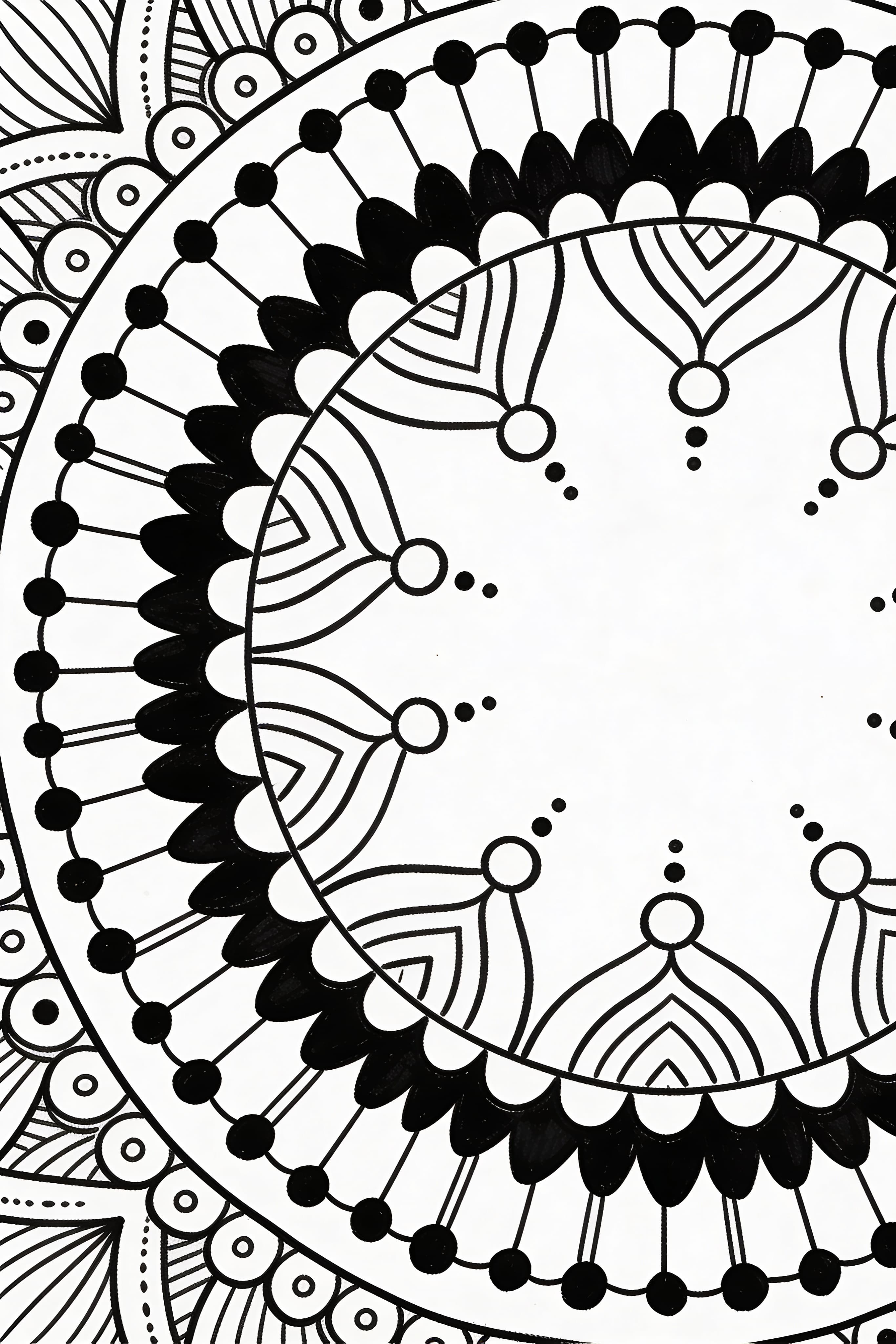 A traditional mandala doodle design for coloring, printable
