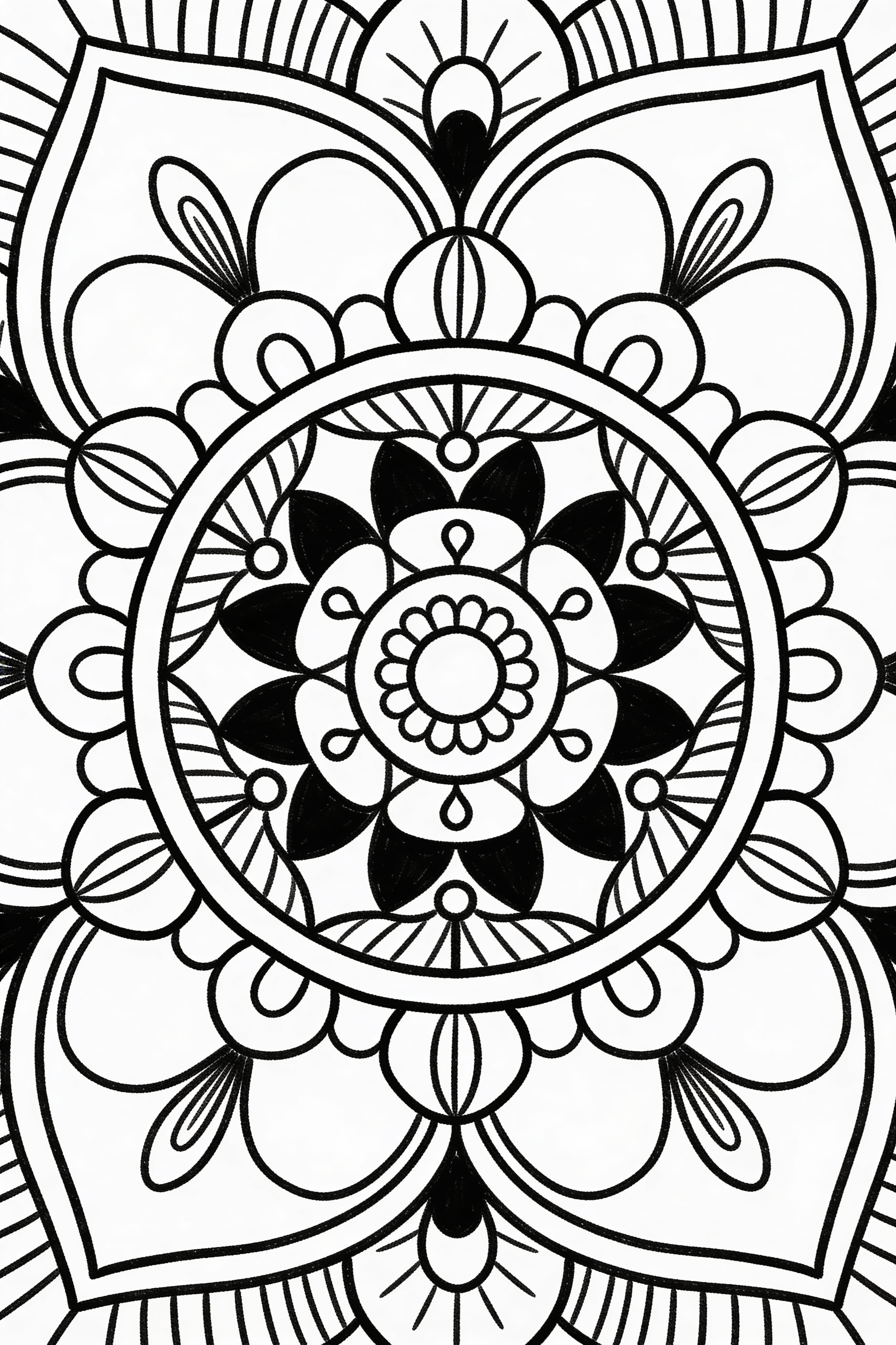 Traditional Mandala Doodle Coloring Page