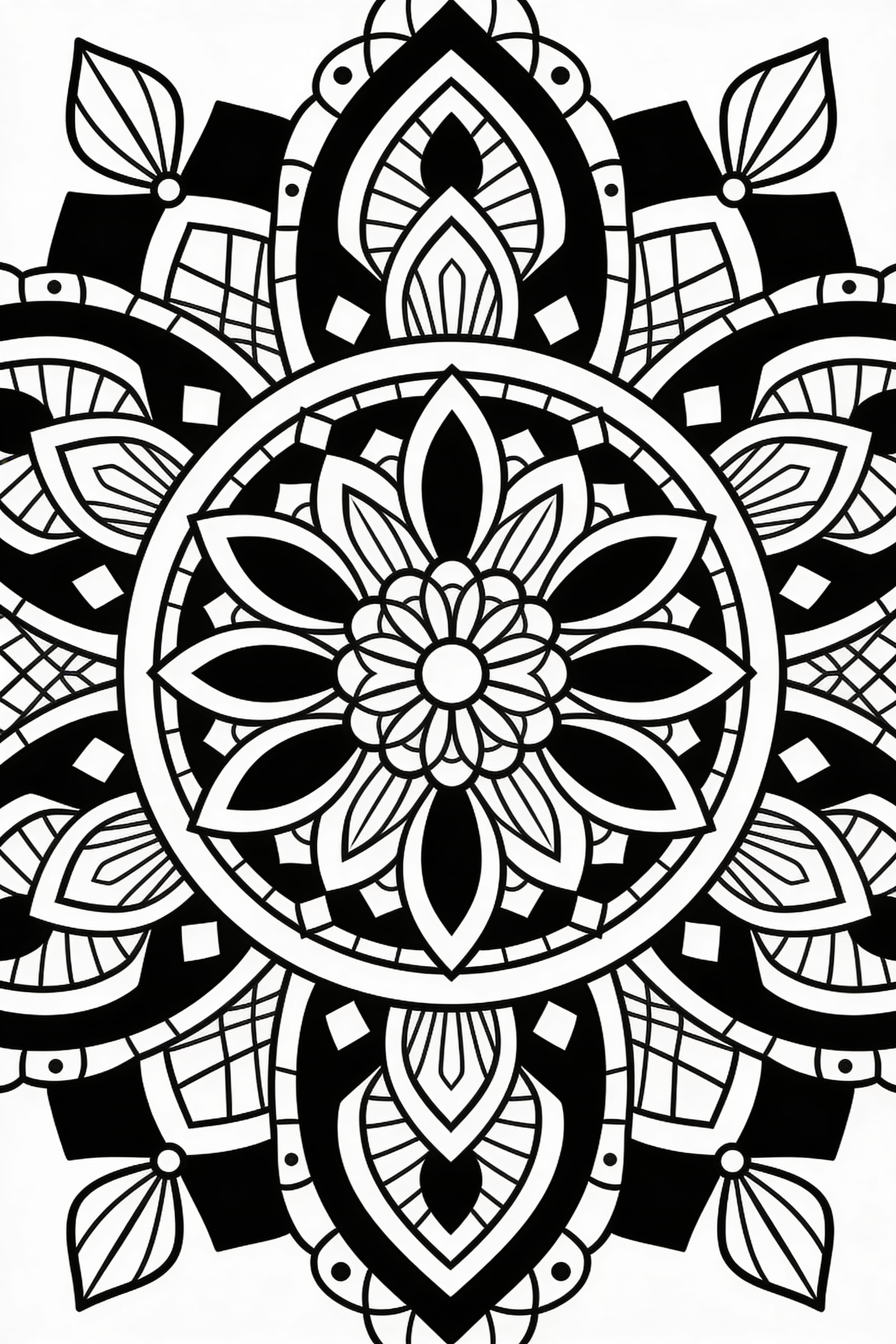 Free printable traditional mandala coloring page for relaxation
