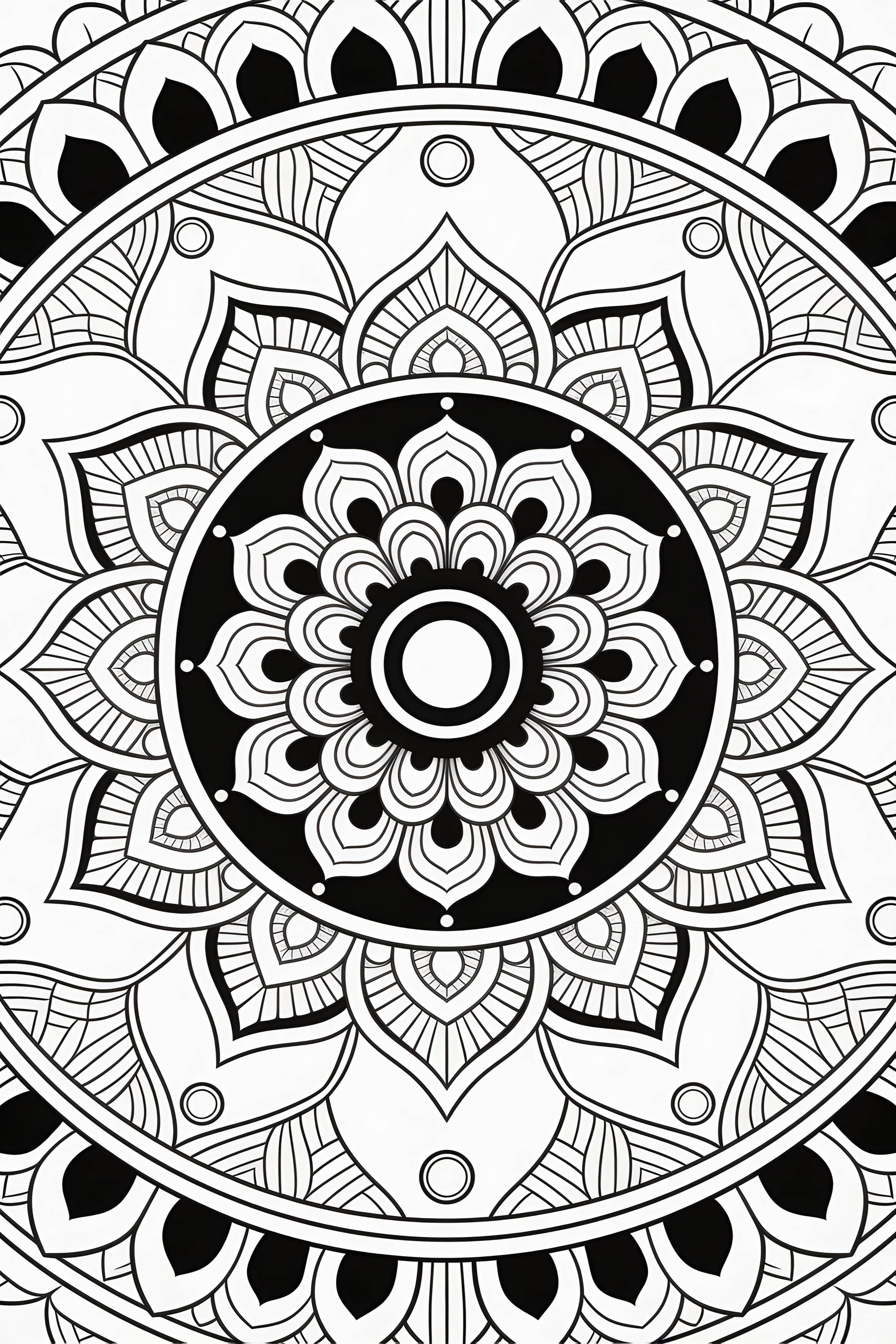 Realistic traditional mandala coloring page for free download