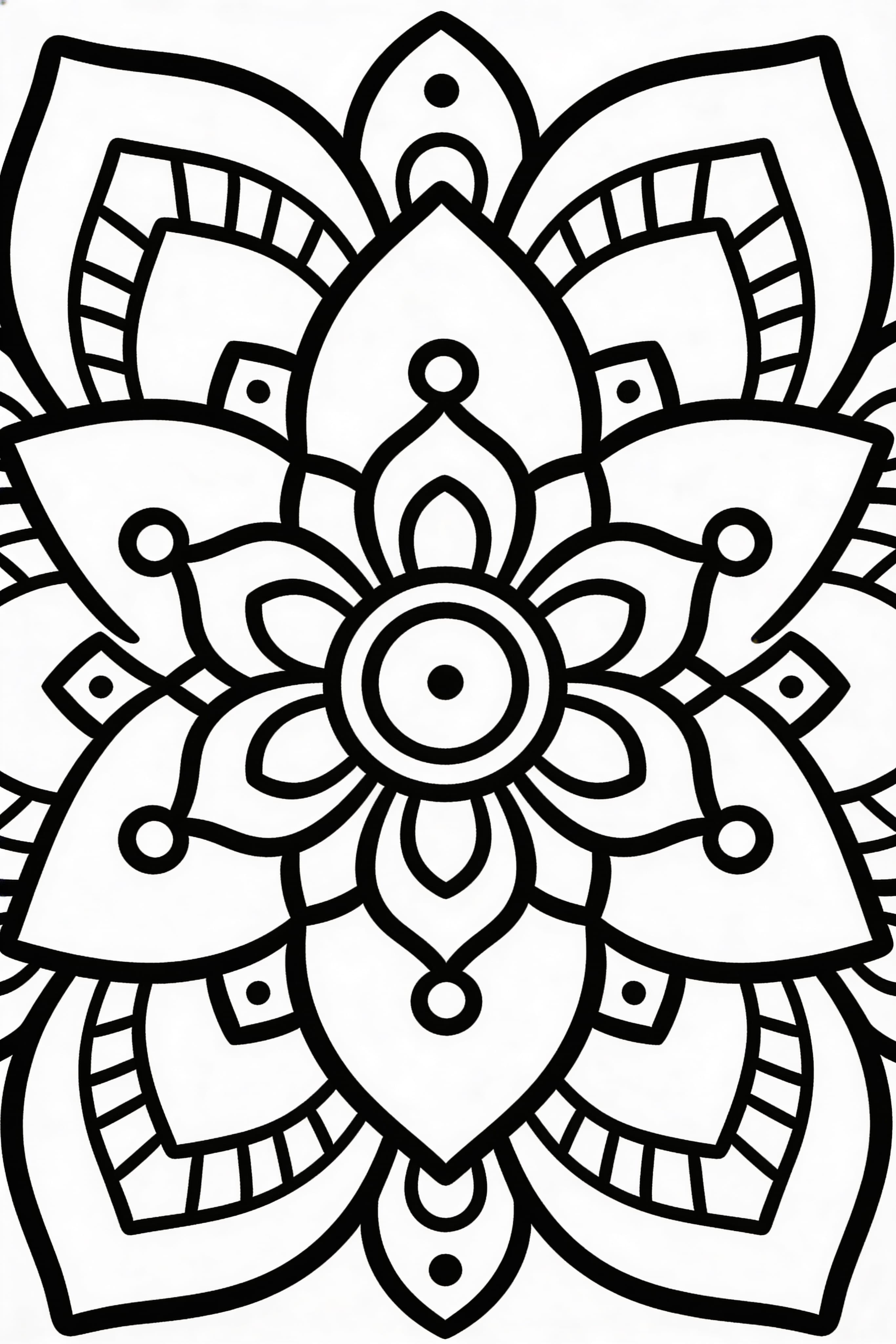 Simple traditional mandala coloring page designed for kids.