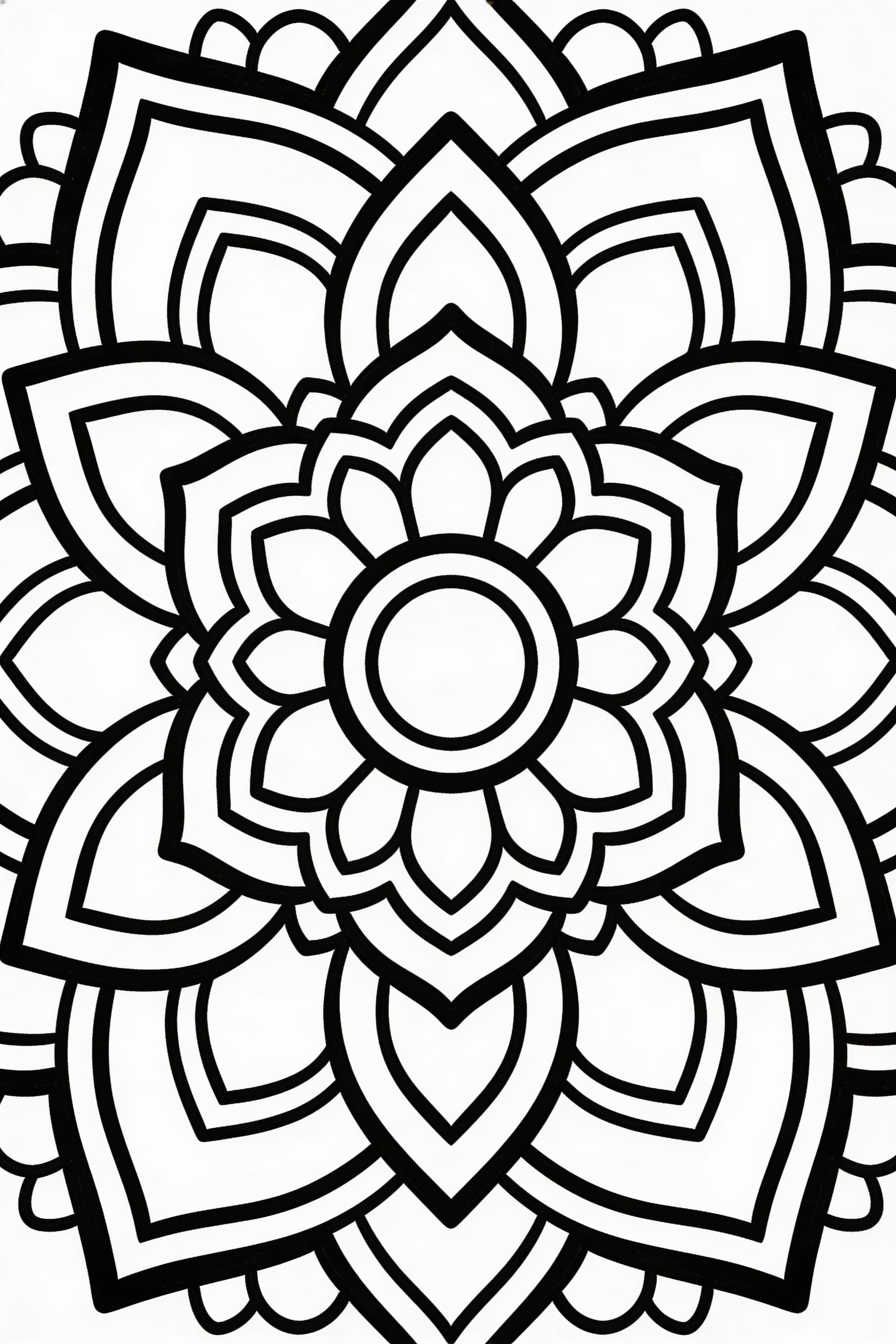 Simple traditional mandala coloring page for kids, printable design