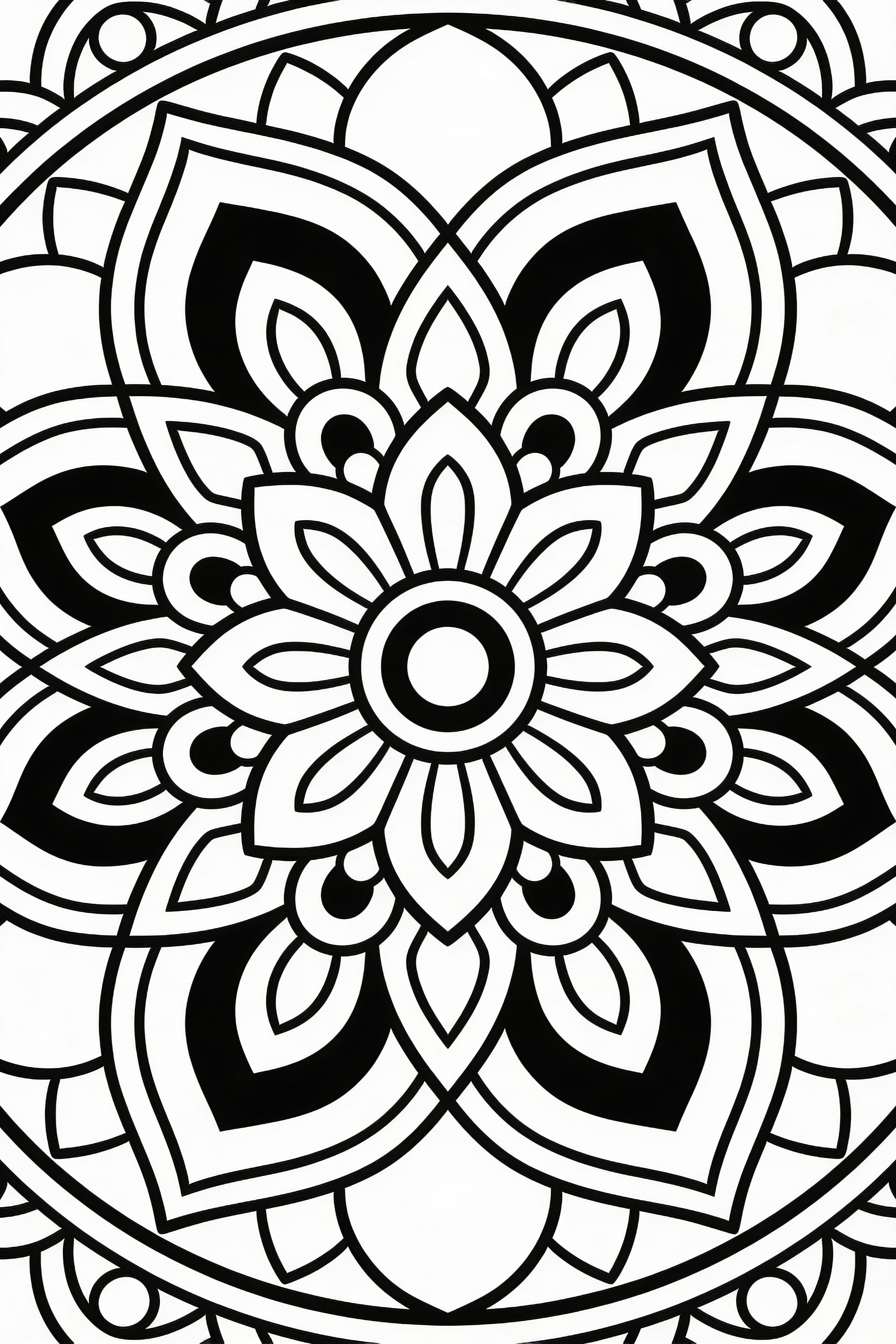Simple traditional mandala coloring page for kids, printable design