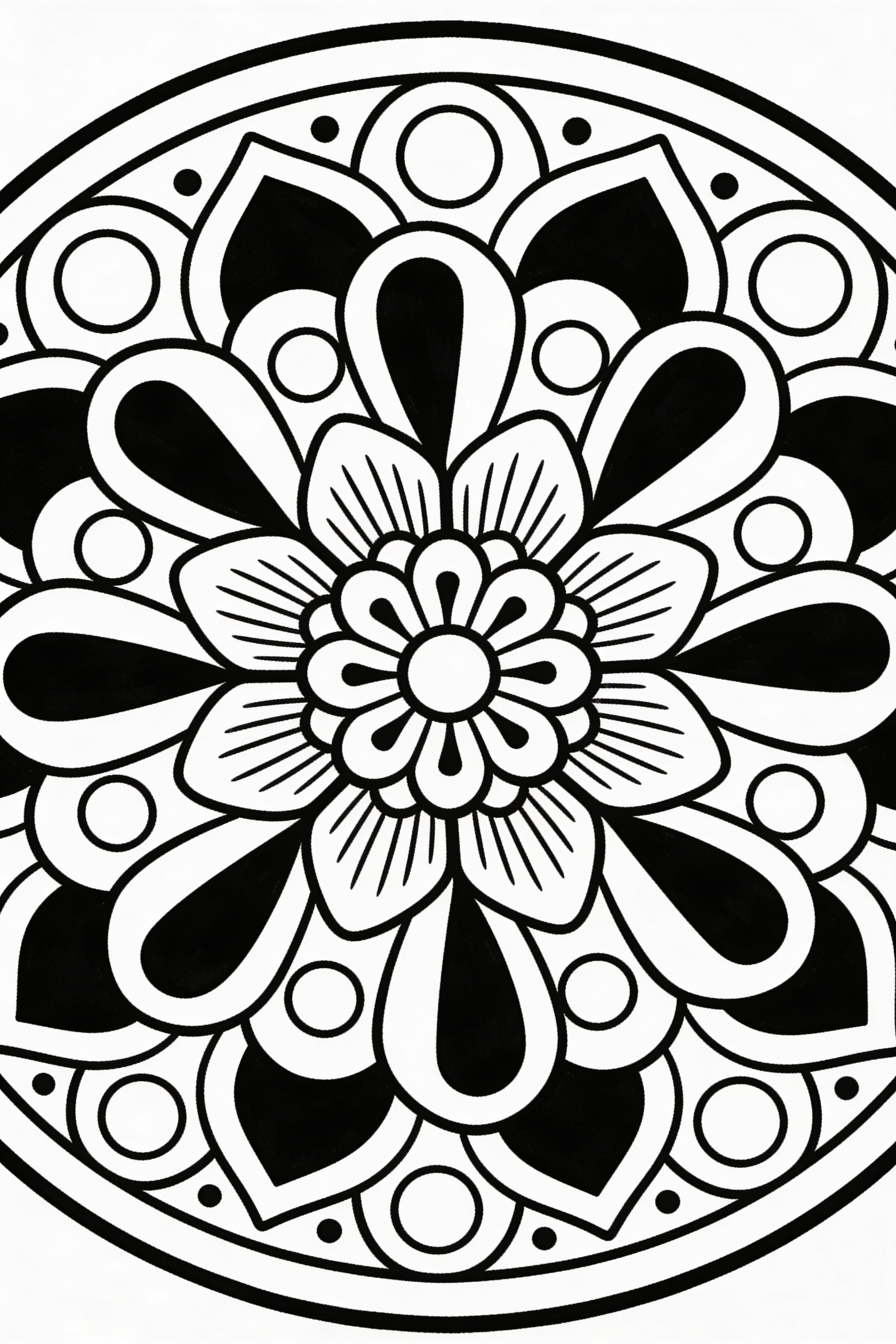 Printable traditional mandala coloring page for kids