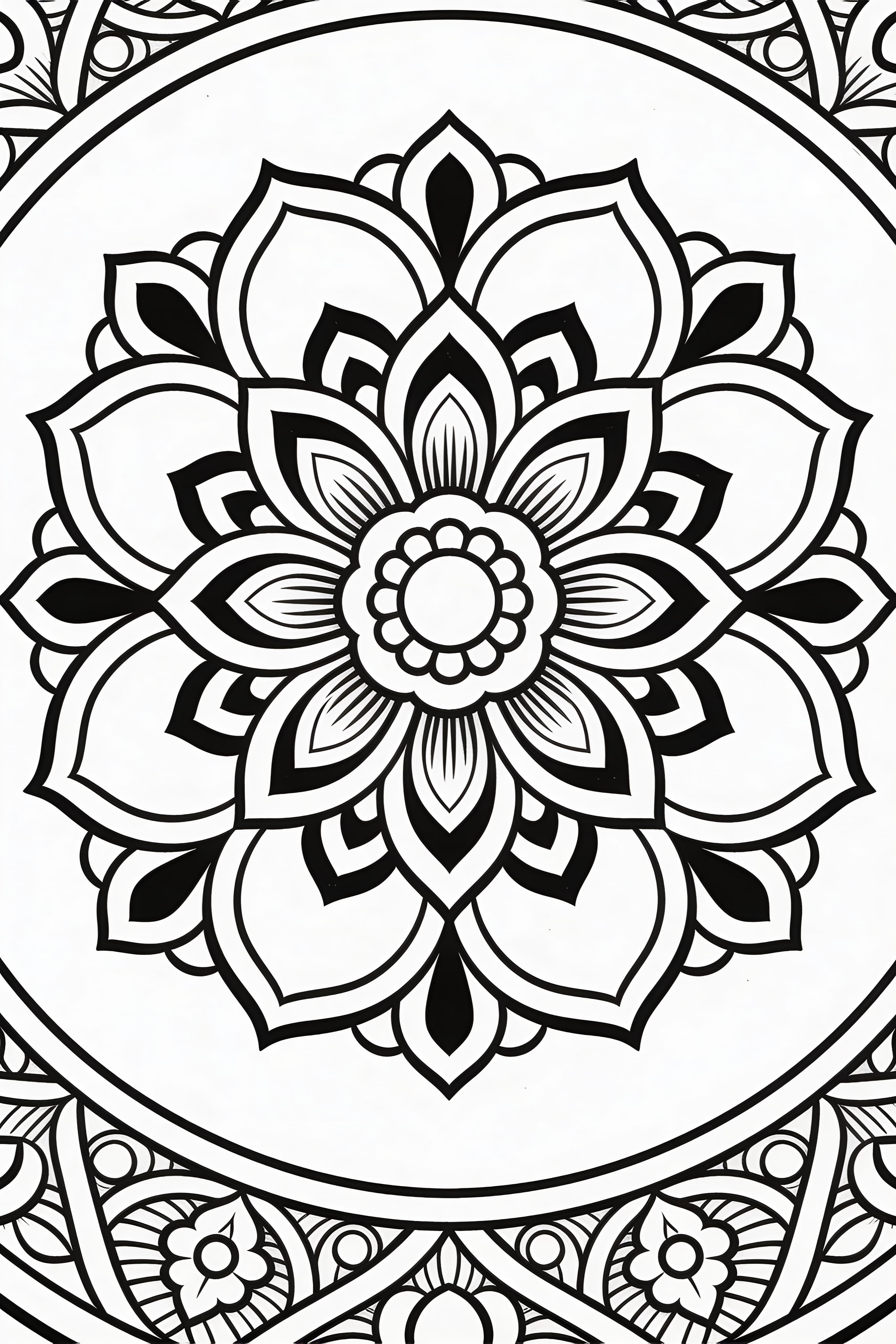 Vintage style traditional mandala coloring page for free print