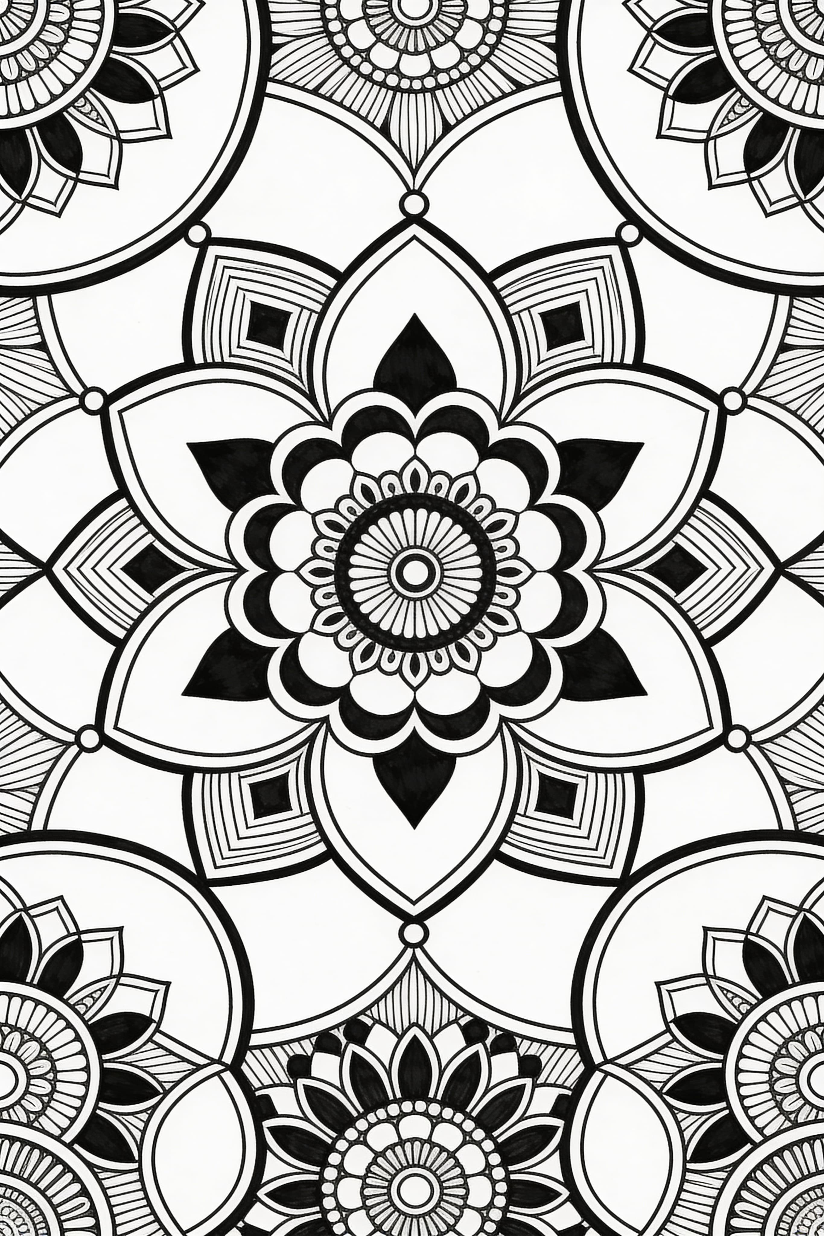 Intricate Zentangle traditional mandala design for coloring