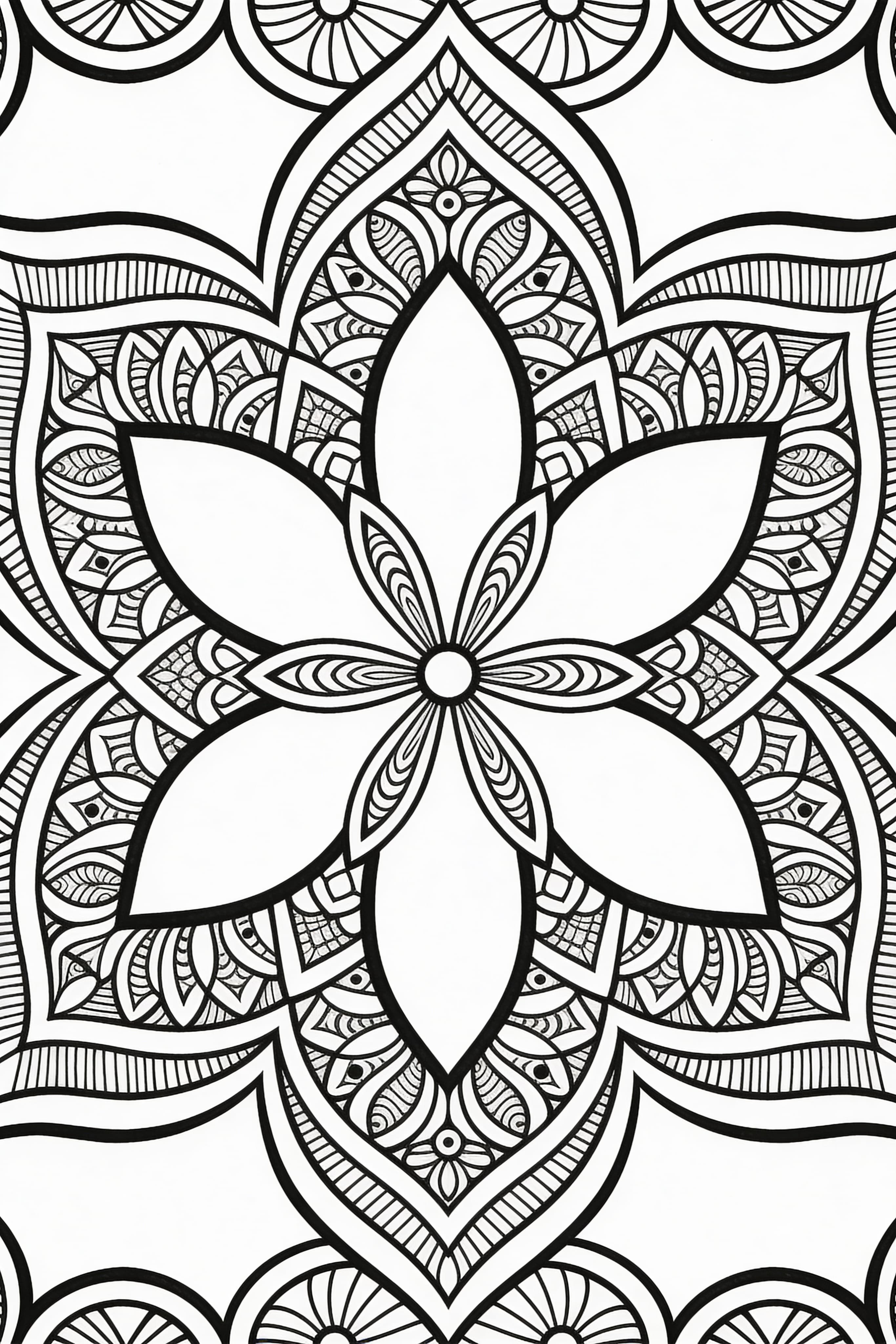 Zentangle Traditional Mandala Coloring Page