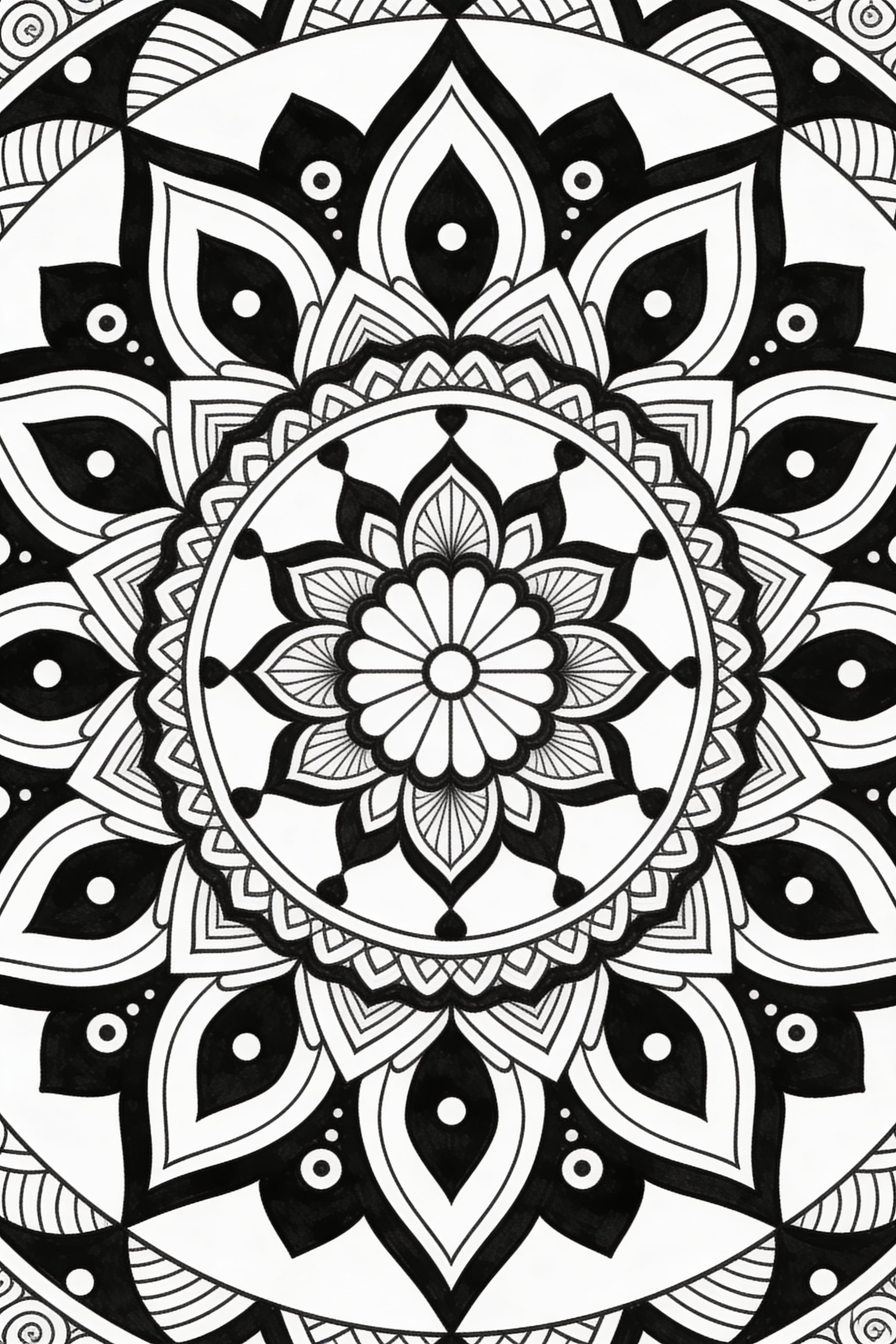 Free printable Zentangle style traditional mandala coloring page