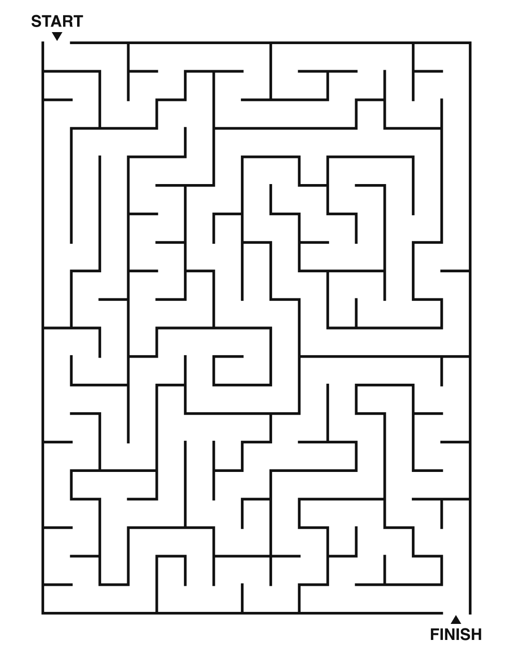 Medium maze puzzle printable, 15 by 20 grid