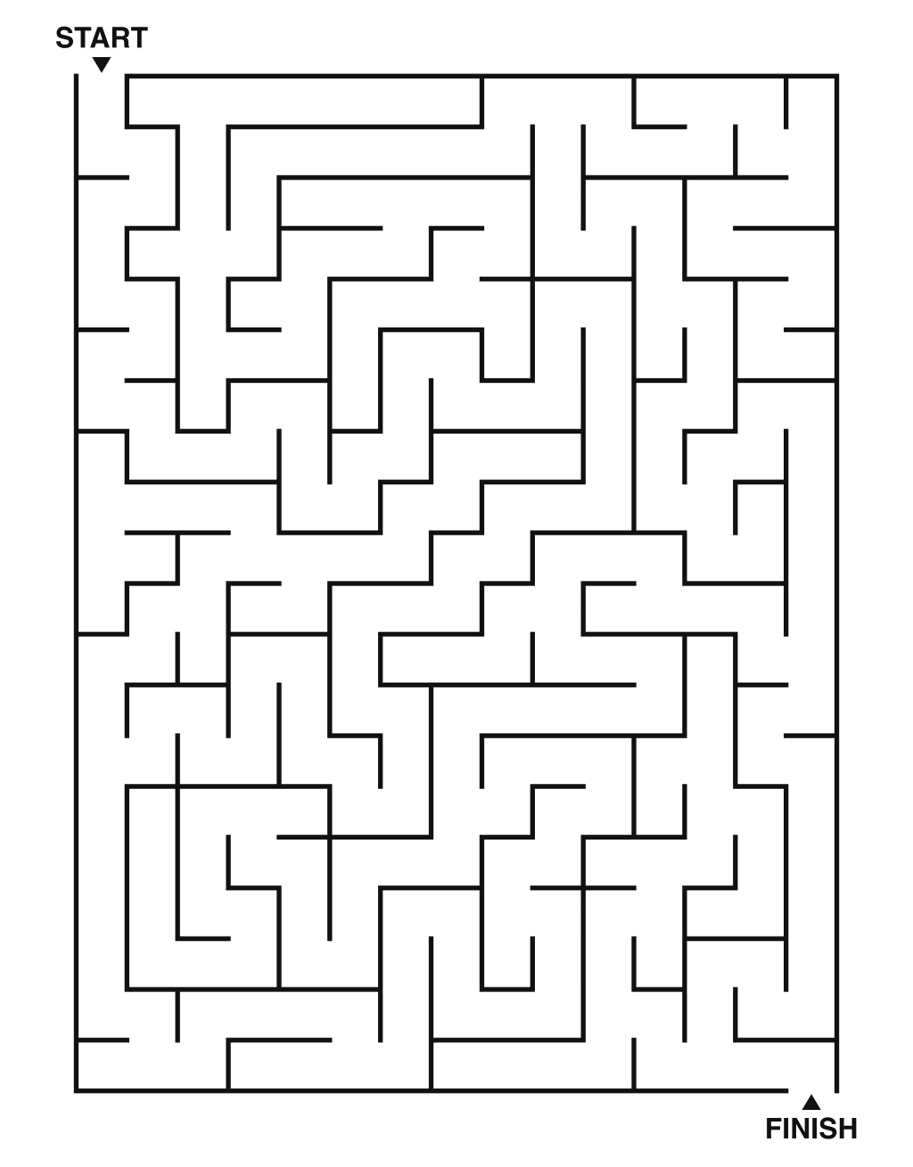 Medium maze puzzle printable, 15 by 20 grid