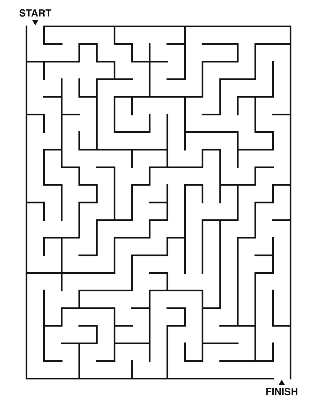 Medium maze puzzle printable, 15 by 20 grid
