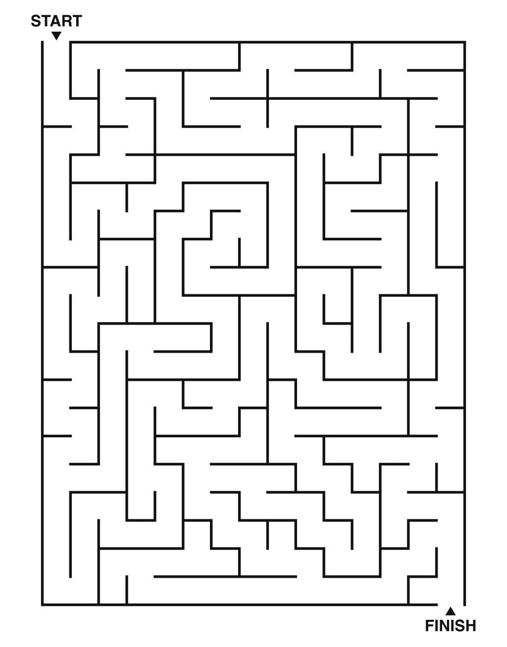 Medium maze puzzle printable, 15 by 20 grid