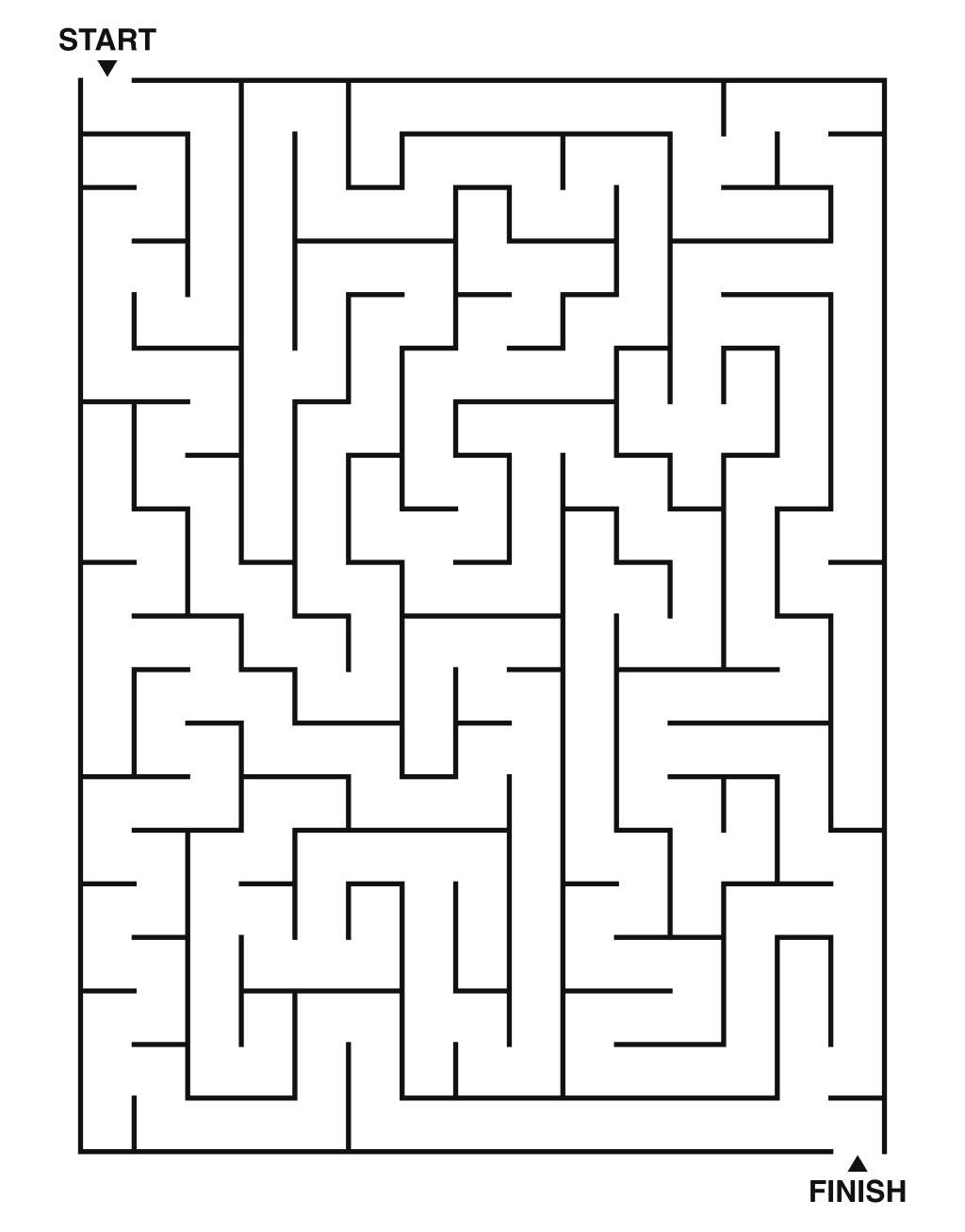 Medium maze puzzle printable, 15 by 20 grid