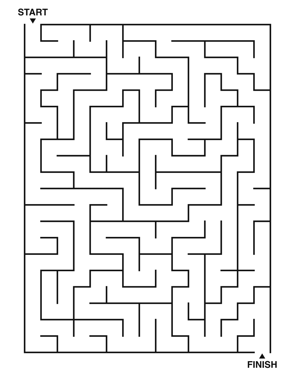 Medium maze puzzle printable, 15 by 20 grid