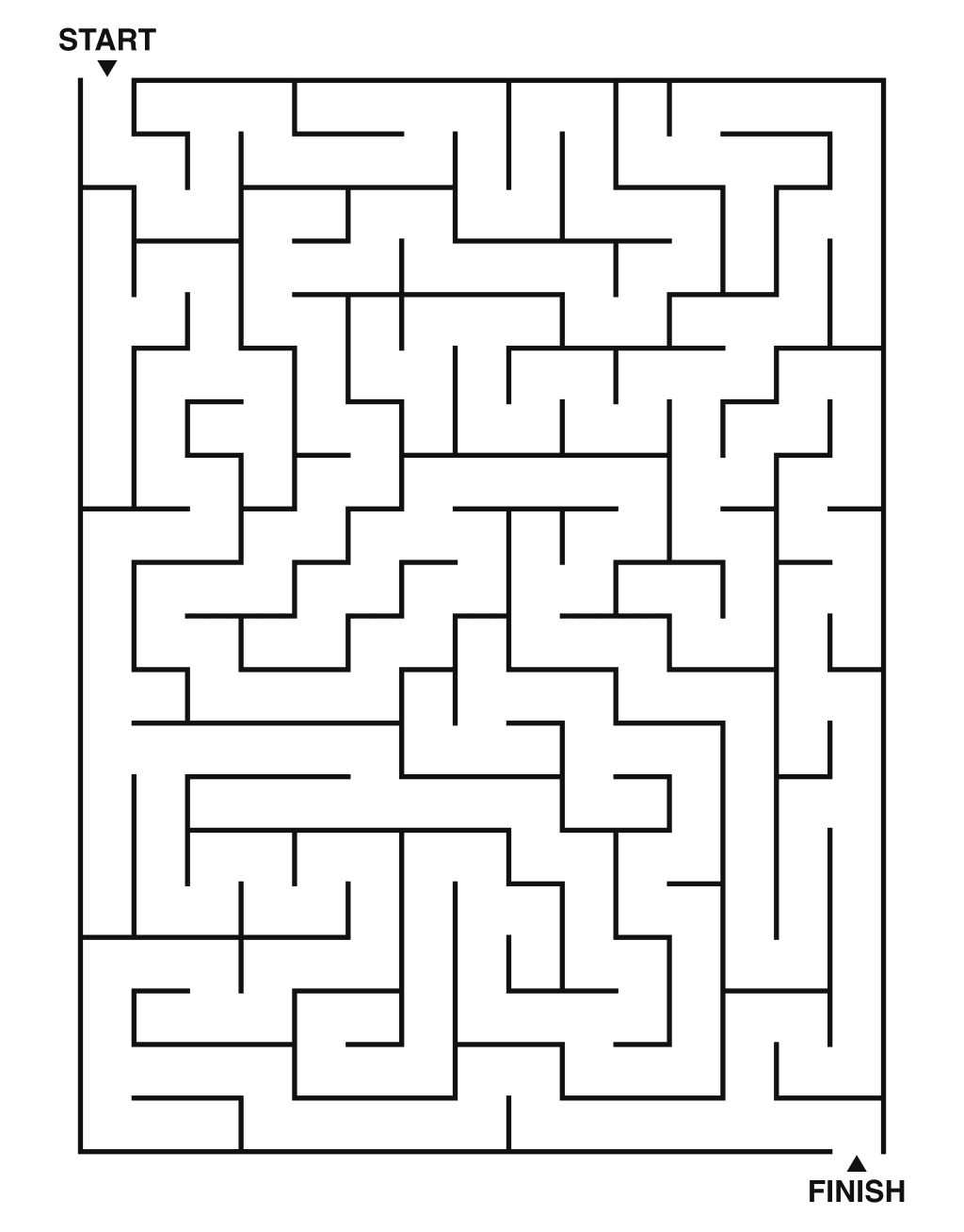Medium maze puzzle printable, 15 by 20 grid