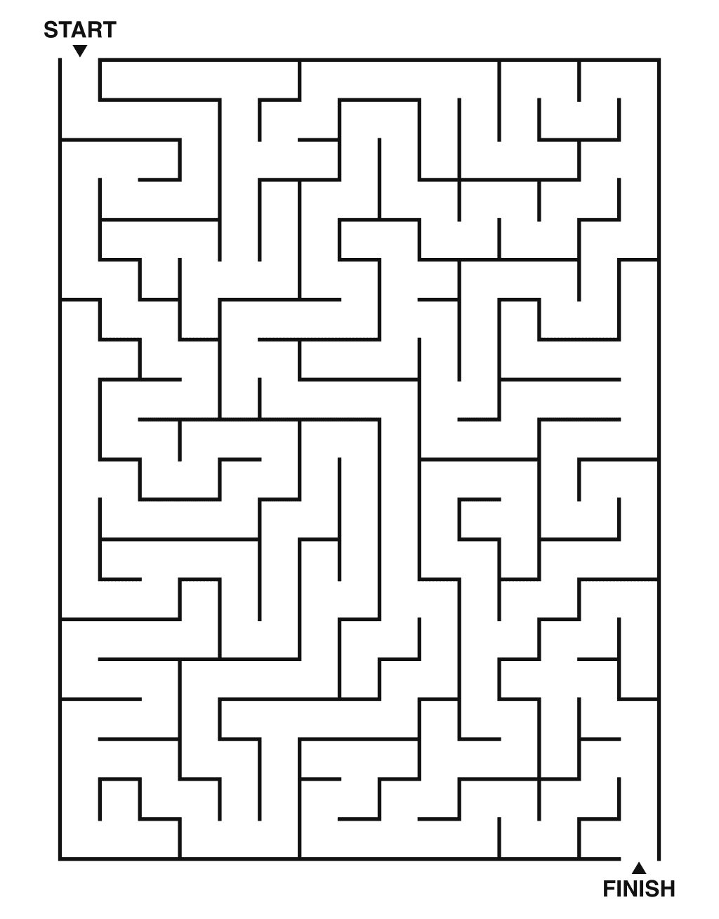 Medium maze puzzle printable, 15 by 20 grid