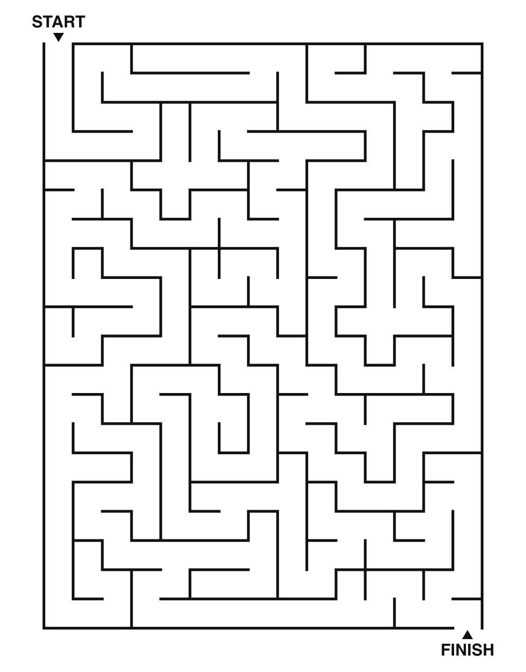 Medium maze puzzle printable, 15 by 20 grid