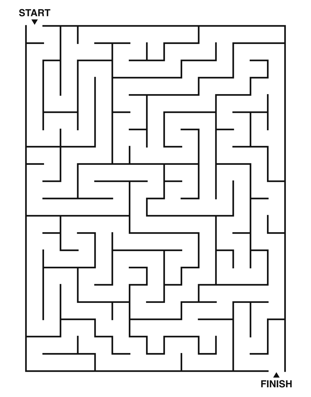 Medium maze puzzle printable, 15 by 20 grid