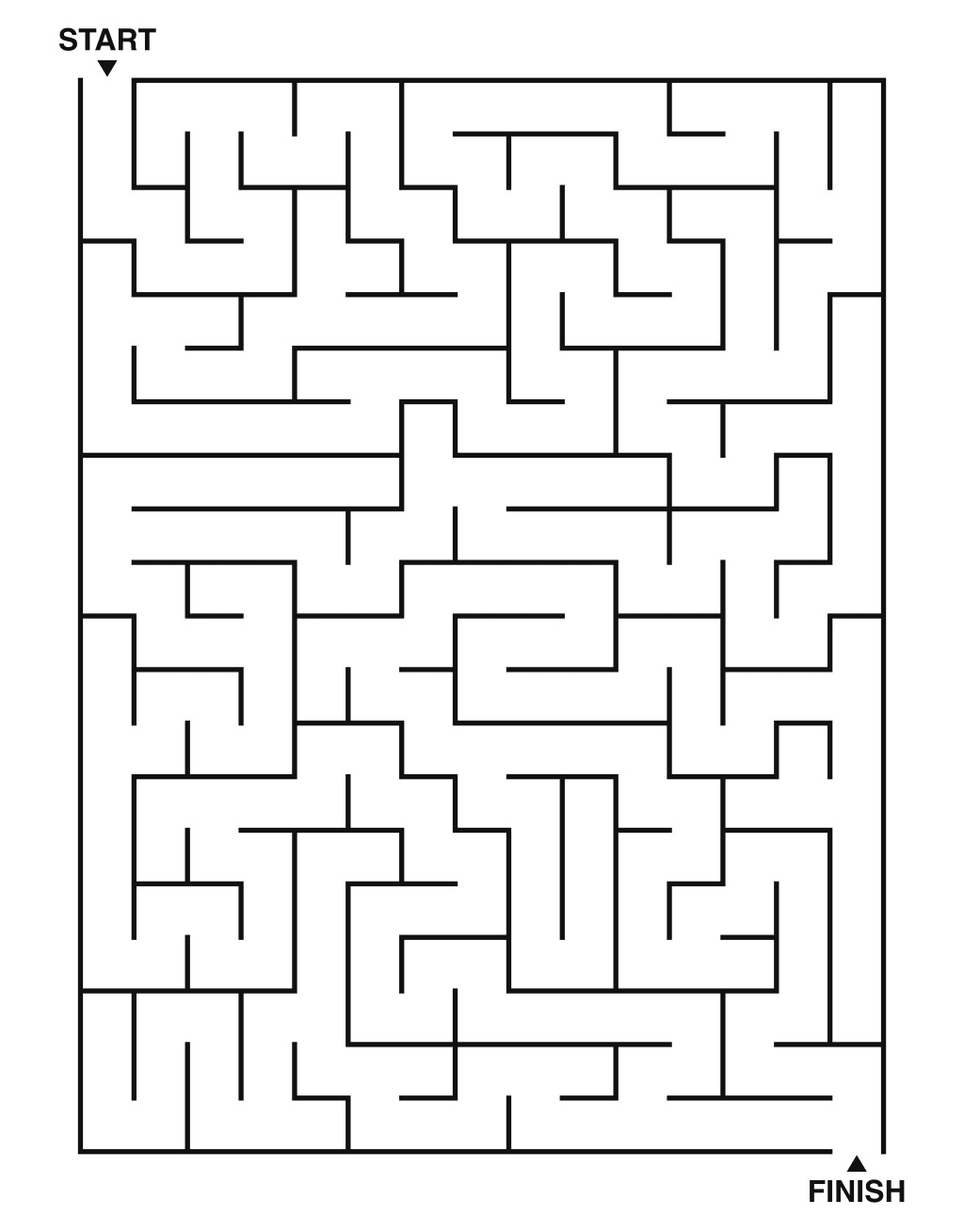 Medium maze puzzle printable, 15 by 20 grid